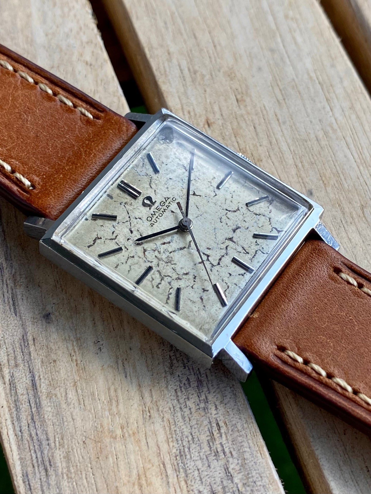 Omega Automatic Carré Patine "Marbre" 161.014 Montre Vintage Mécanique 1964