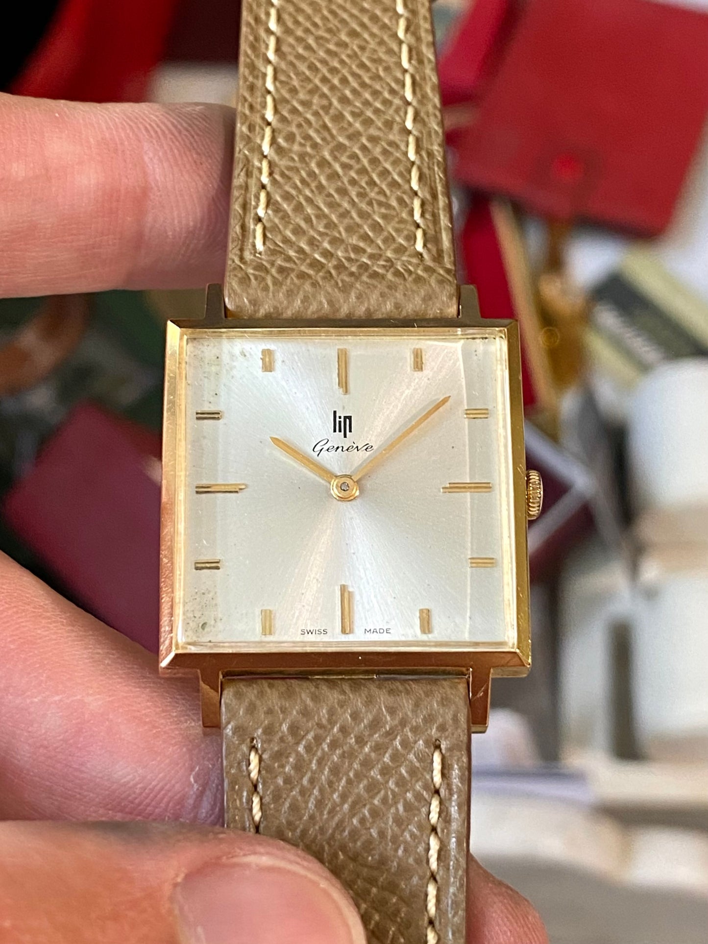 LIP Genève Or Rose 18k 750/1000 - Montre Vintage Carré Mécanique Cal.515 - 1960