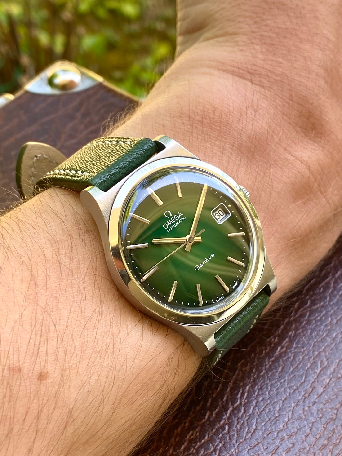 Omega Genève Automatic Cadran Vert Émeraude - Cal 1012 Montre Vintage Mécanique 166.0168 - 1973