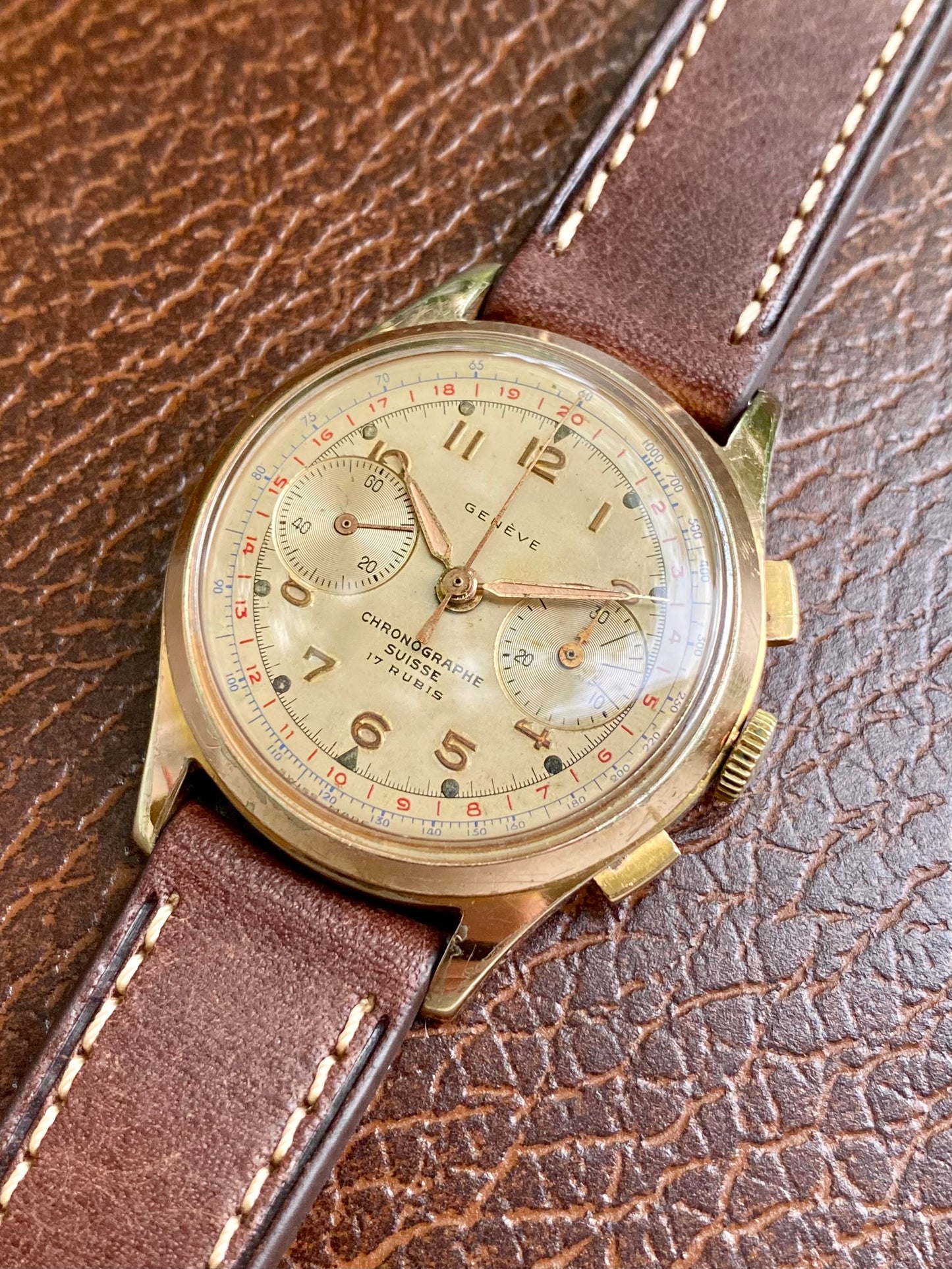 Chronographe Suisse - Genève - Montre Vintage Mécanique Landeron 149 - 1950