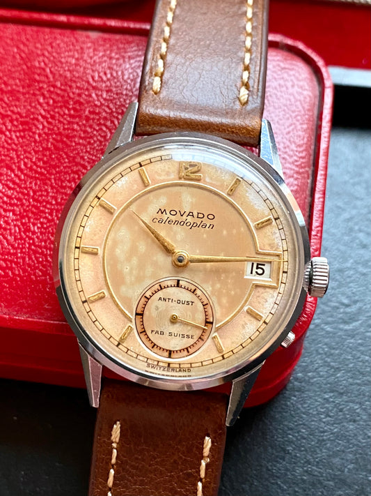 Movado Calendoplan Fab-Suisse Anti-Dust Cal.128 Réf.38138 Montre Vintage Mécanique 1950