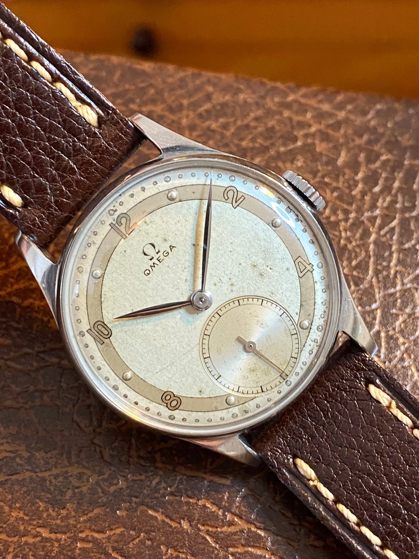 Omega 30t2 Réf. 2390/7 Montre Vintage Mécanique Cadran Bi-Ton Acier 1946