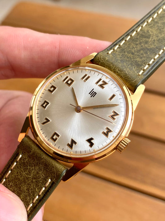 LIP Montre Française Vintage Mécanique RSC.553 Plaqué Or 1960