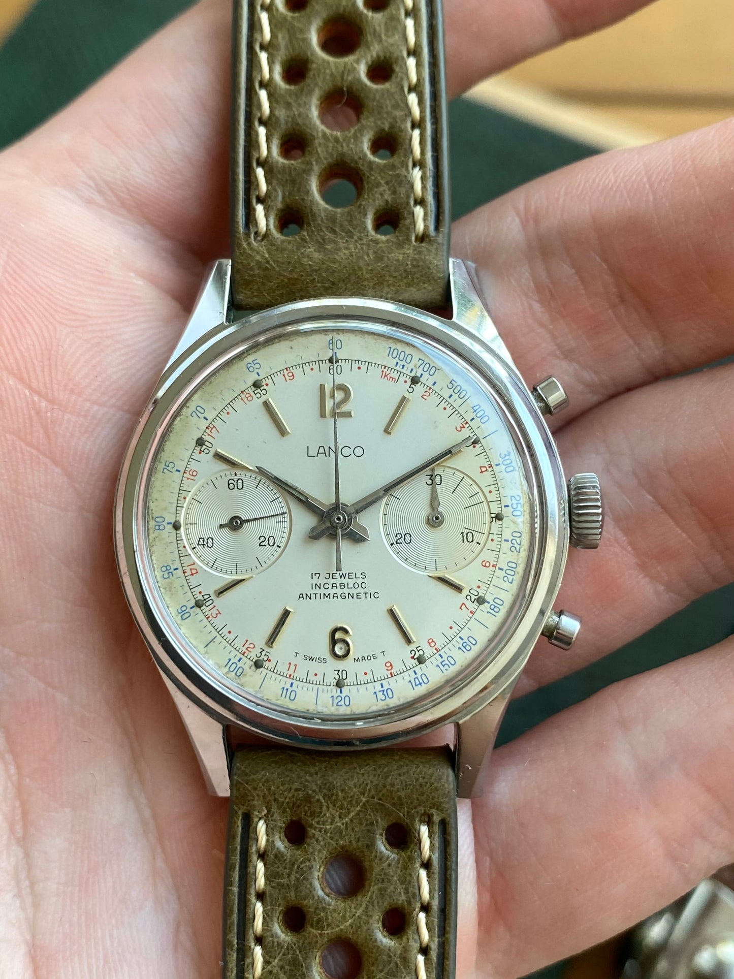 Lanco Chronographe Landeron 248 Acier Montre Vintage Mécanique 1960