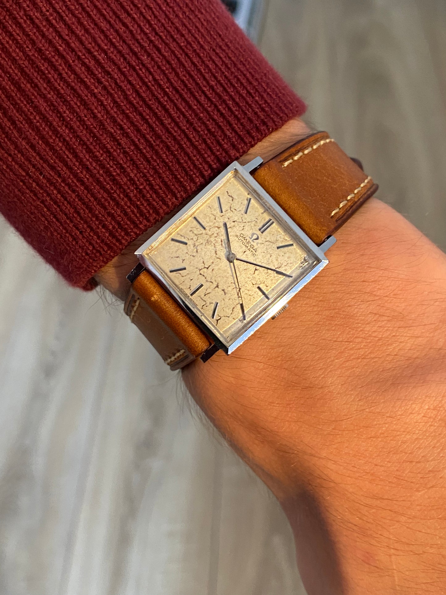 Omega Automatic Carré Patine "Marbre" 161.014 Montre Vintage Mécanique 1964