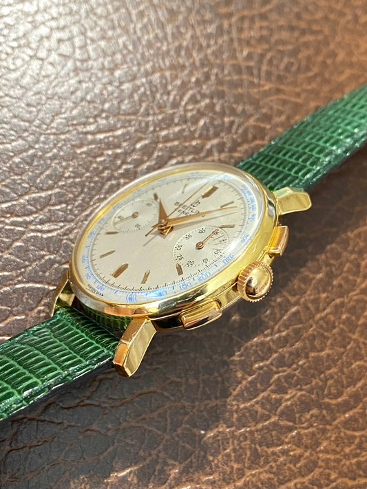 Breitling Genève Chronographe Ref.1199 - Montre Vintage Mécanique Plaqué Or - 1963