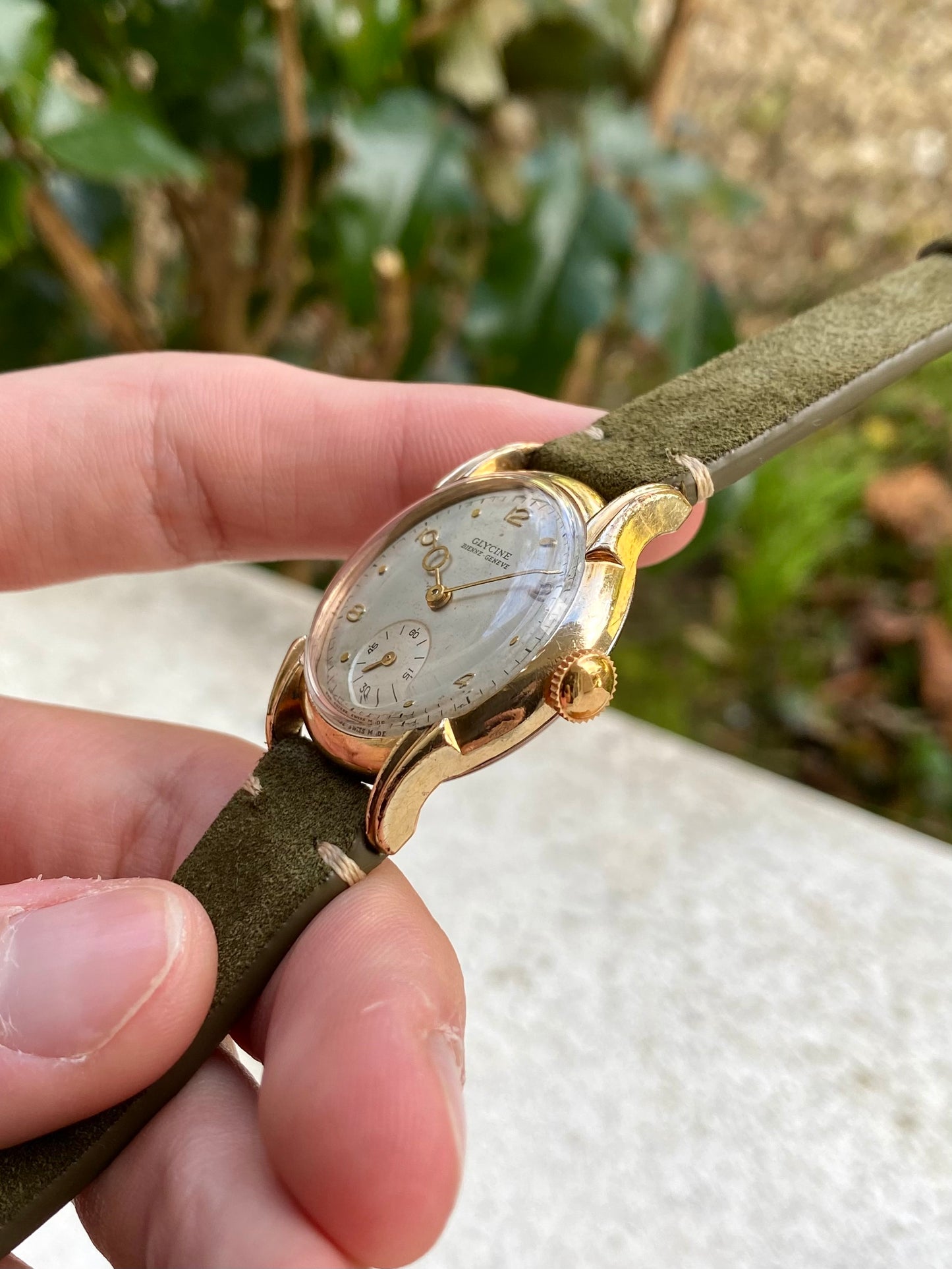 Glycine Bienne Genève Montre Vintage Mécanique Plaqué Or - Aiguilles Pontife - 1950