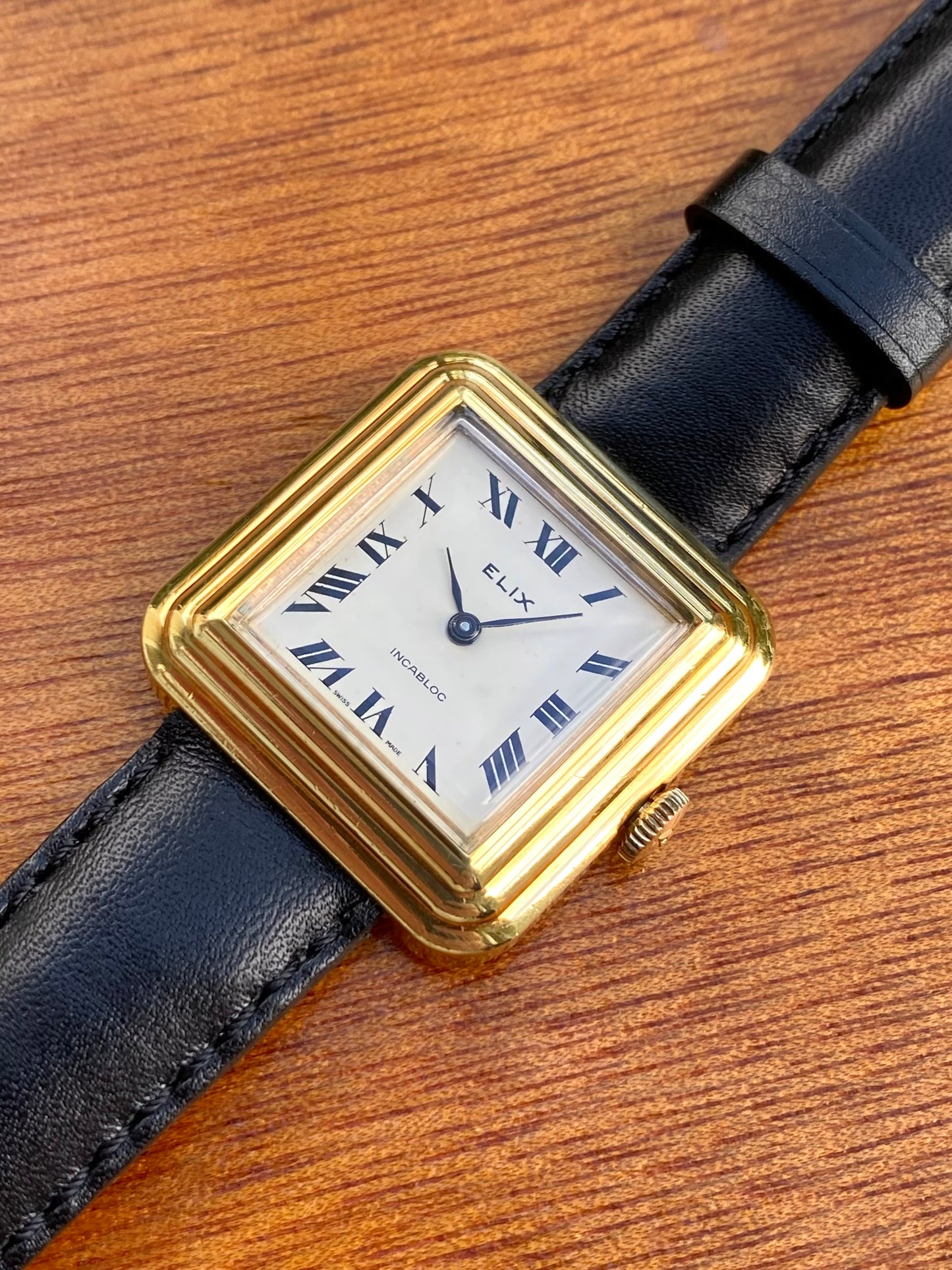 Elix - Fortis Montre Vintage Mécanique Plaqué Or - Carré - 1970