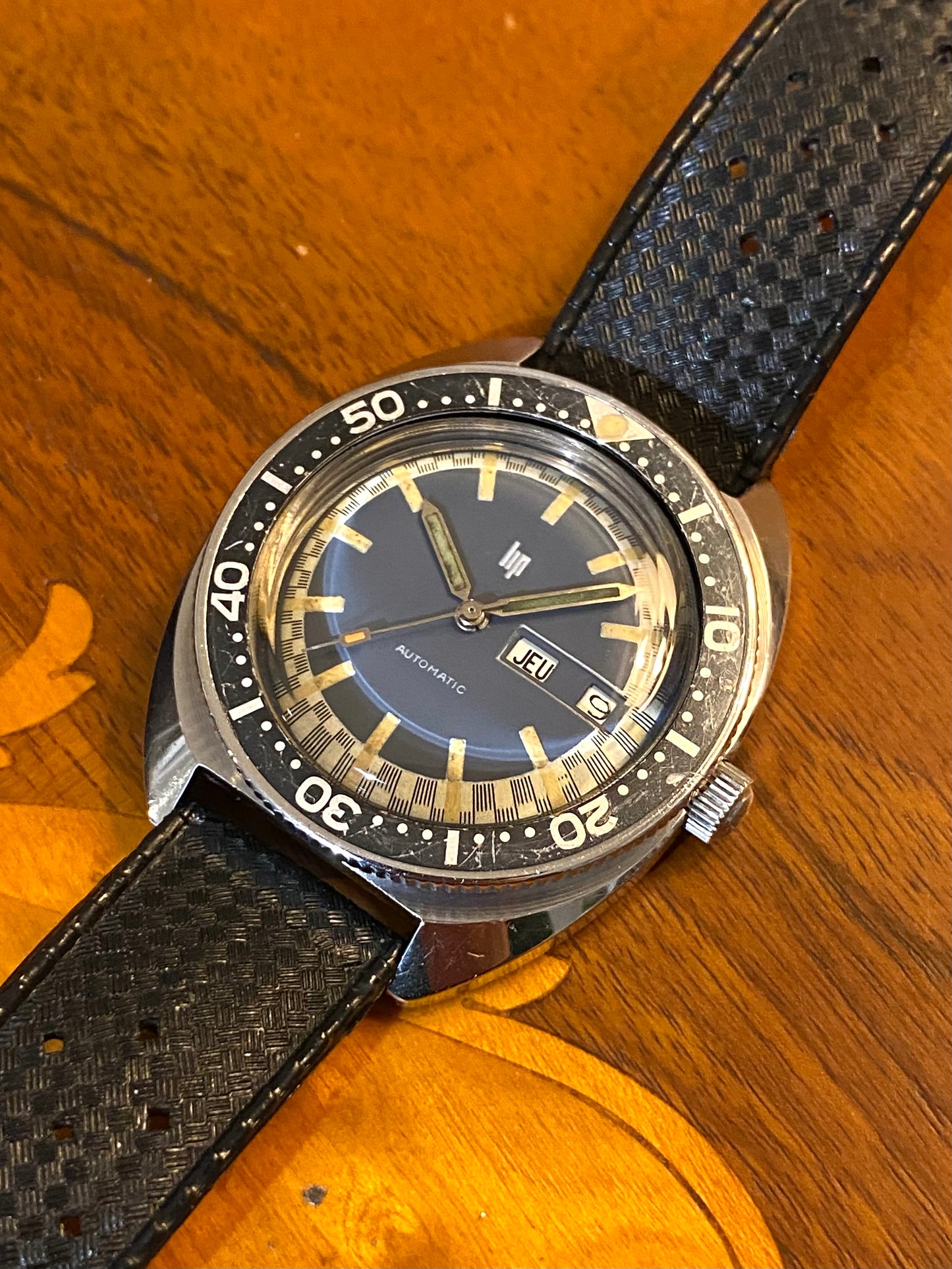 LIP Diver Automatic Jour/Date 41mm Oversize Montre Vintage de Plongée 1960