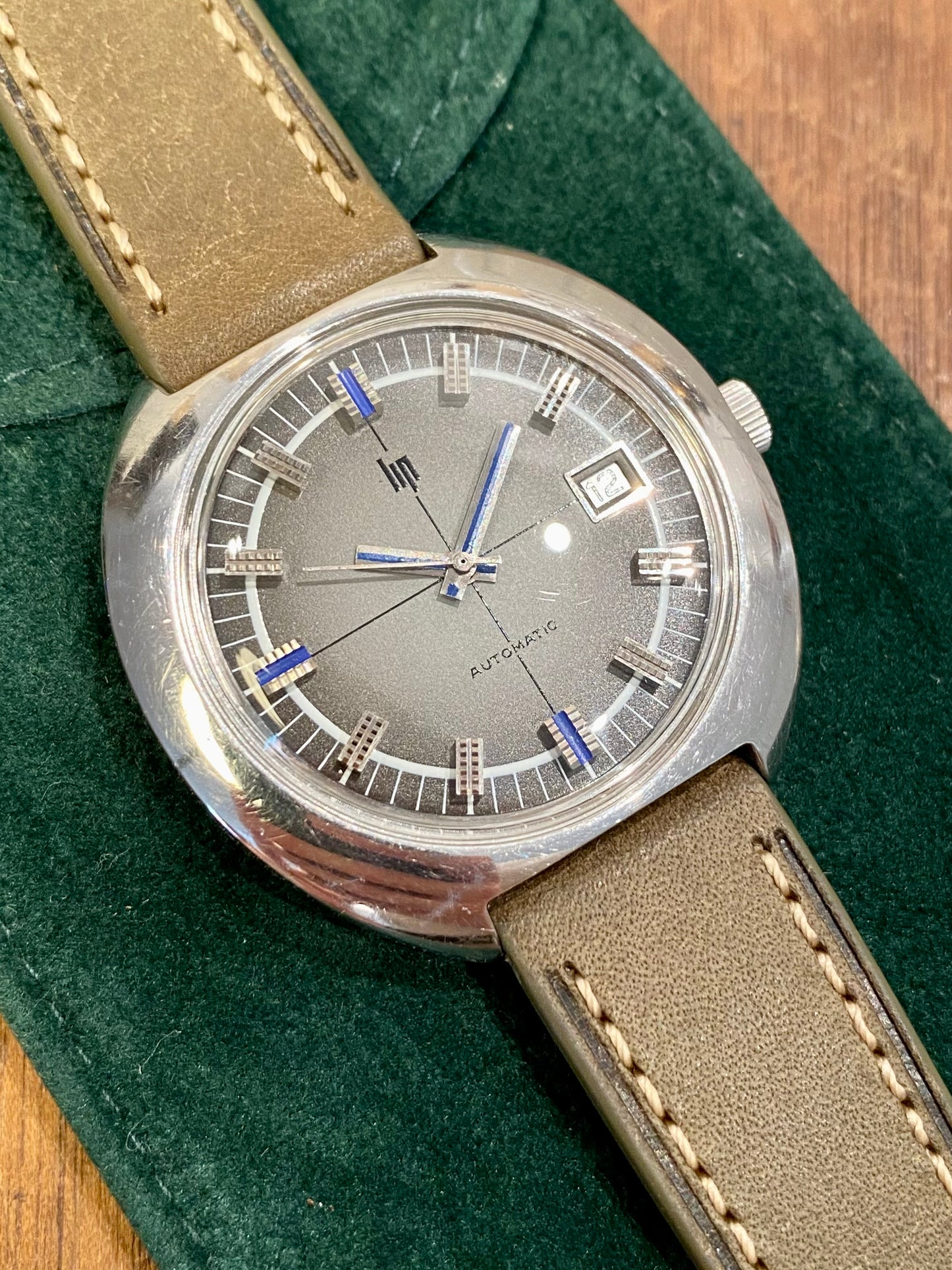 LIP Automatic Indexs Bleus Oversize Montre Vintage Mécanique 1970