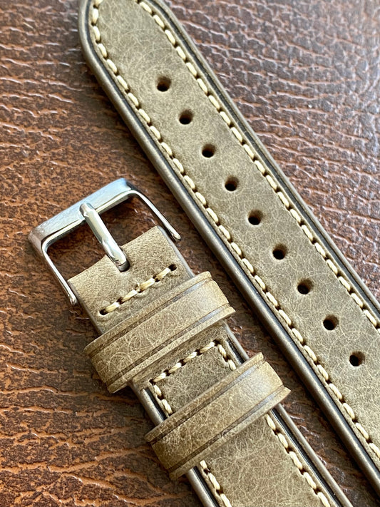 Bracelet de Montre Vintage - GRIS 18mm - Cuir Véritable de Haute Qualité