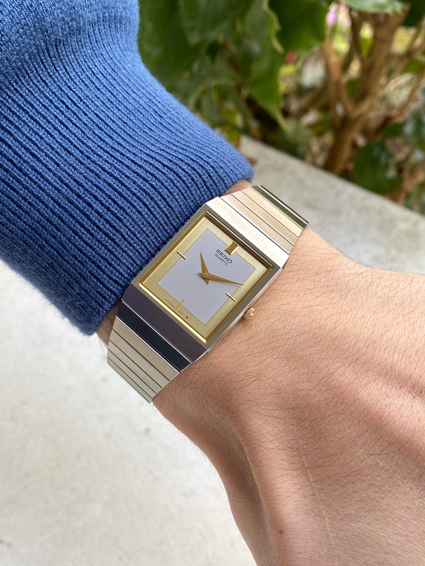 Seiko Quartz Rectangulaire NOS - New Old Stock Neuve - Montre Vintage 6530-6190 Or Acier + Boîte - 1980