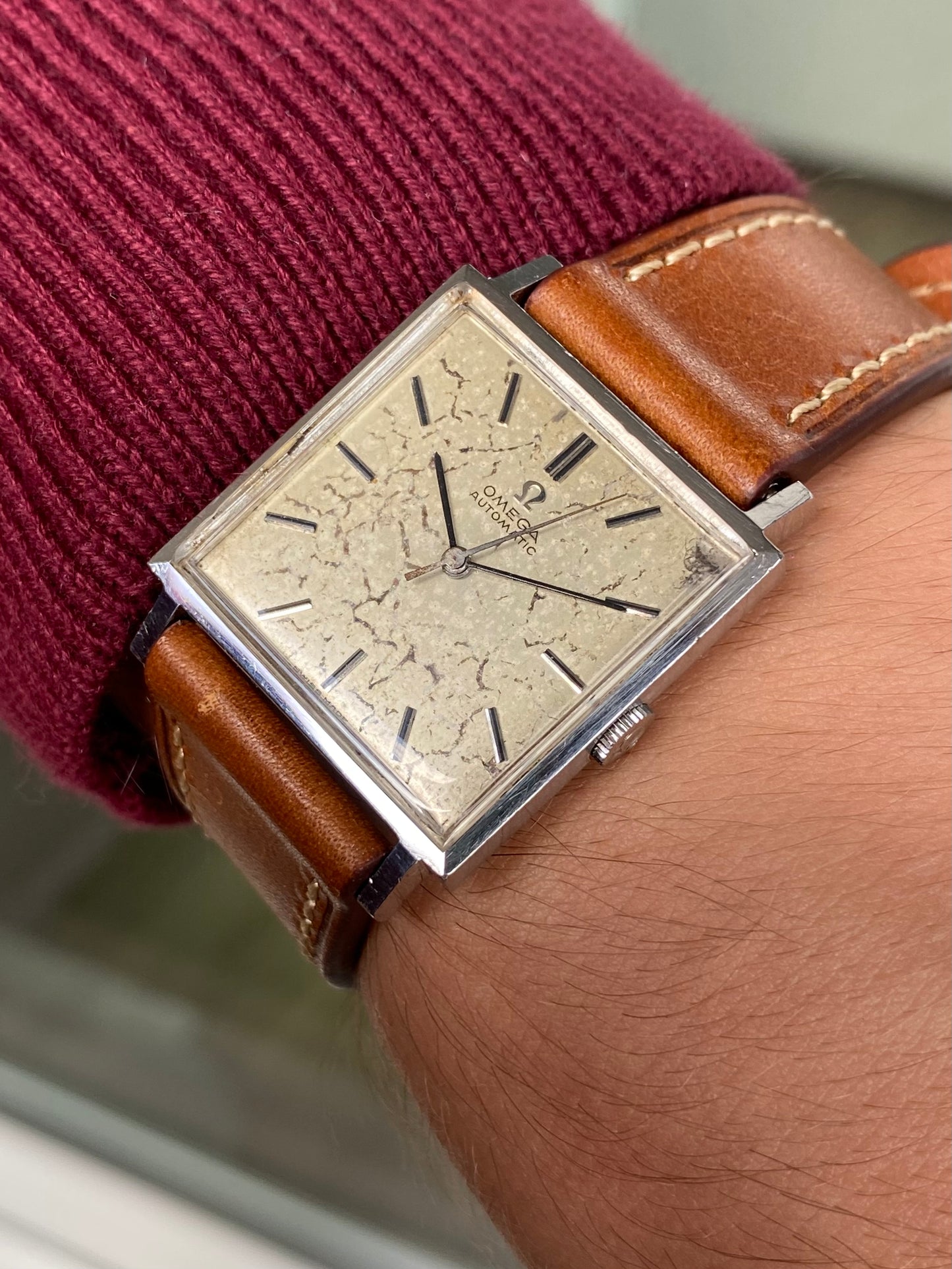 Omega Automatic Carré Patine "Marbre" 161.014 Montre Vintage Mécanique 1964