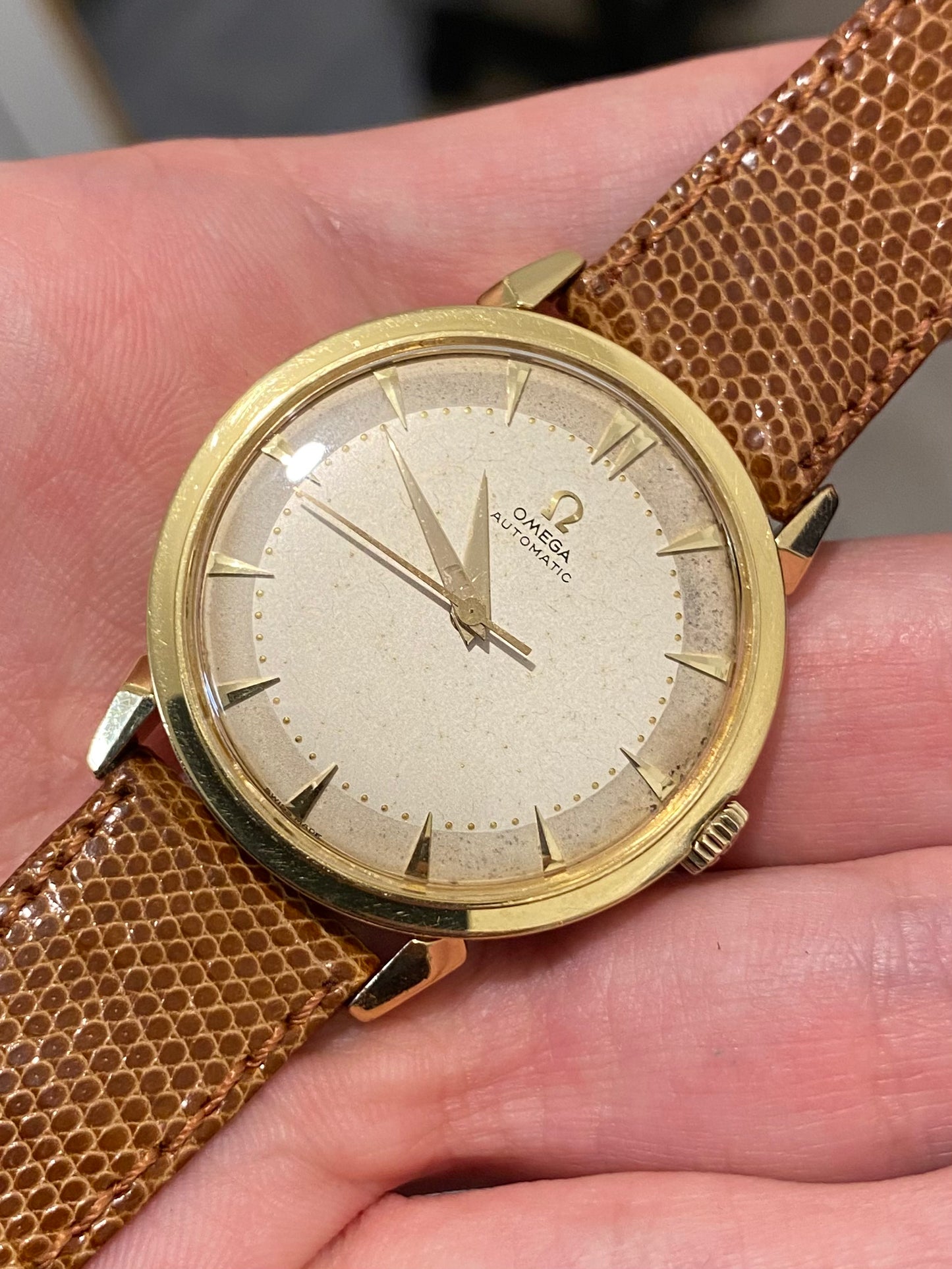 Omega Automatic Or Jaune 18k 750/1000 Cal.501 Montre Vintage 1956