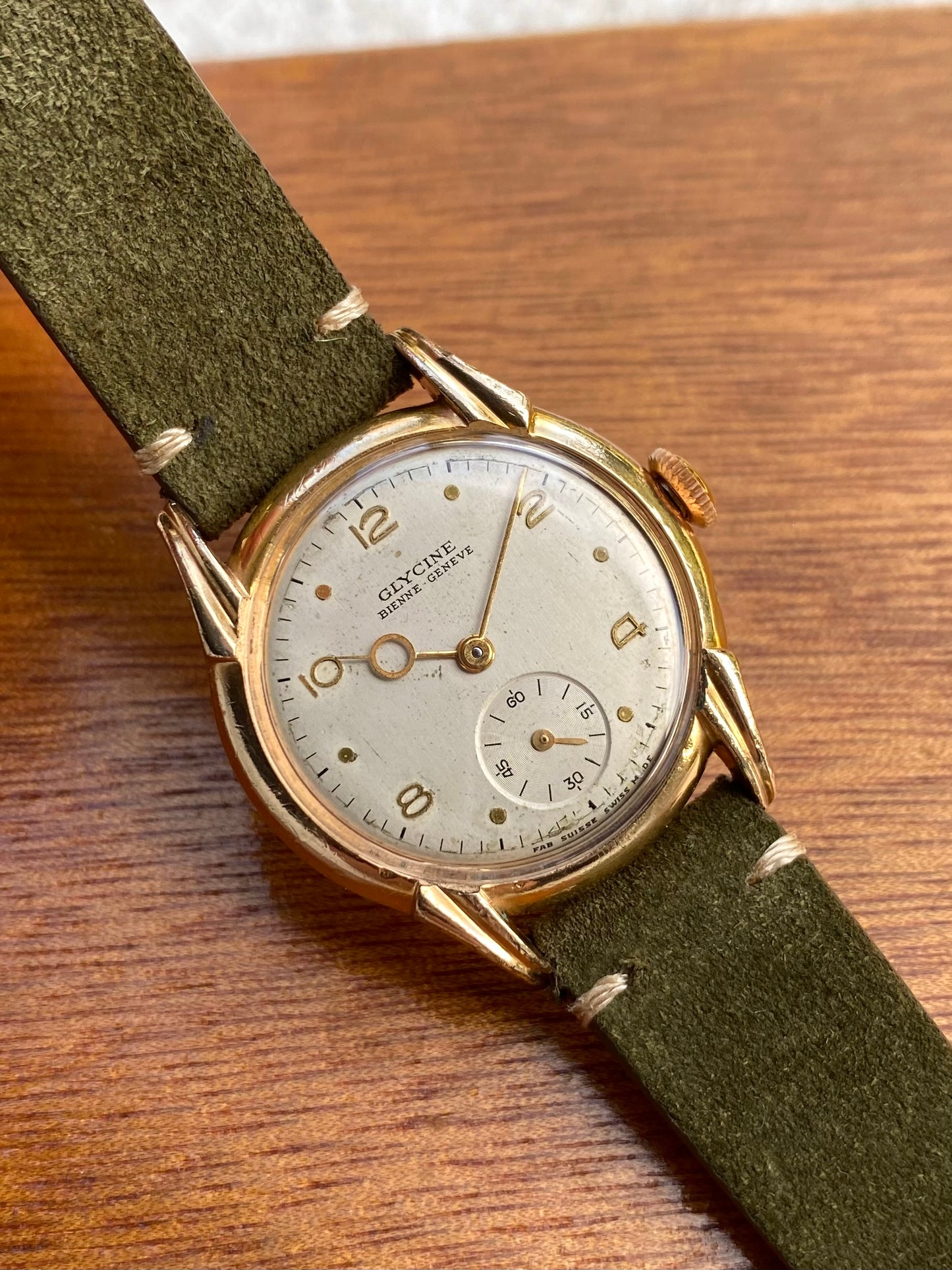 Glycine Bienne Genève Montre Vintage Mécanique Plaqué Or - Aiguilles Pontife - 1950