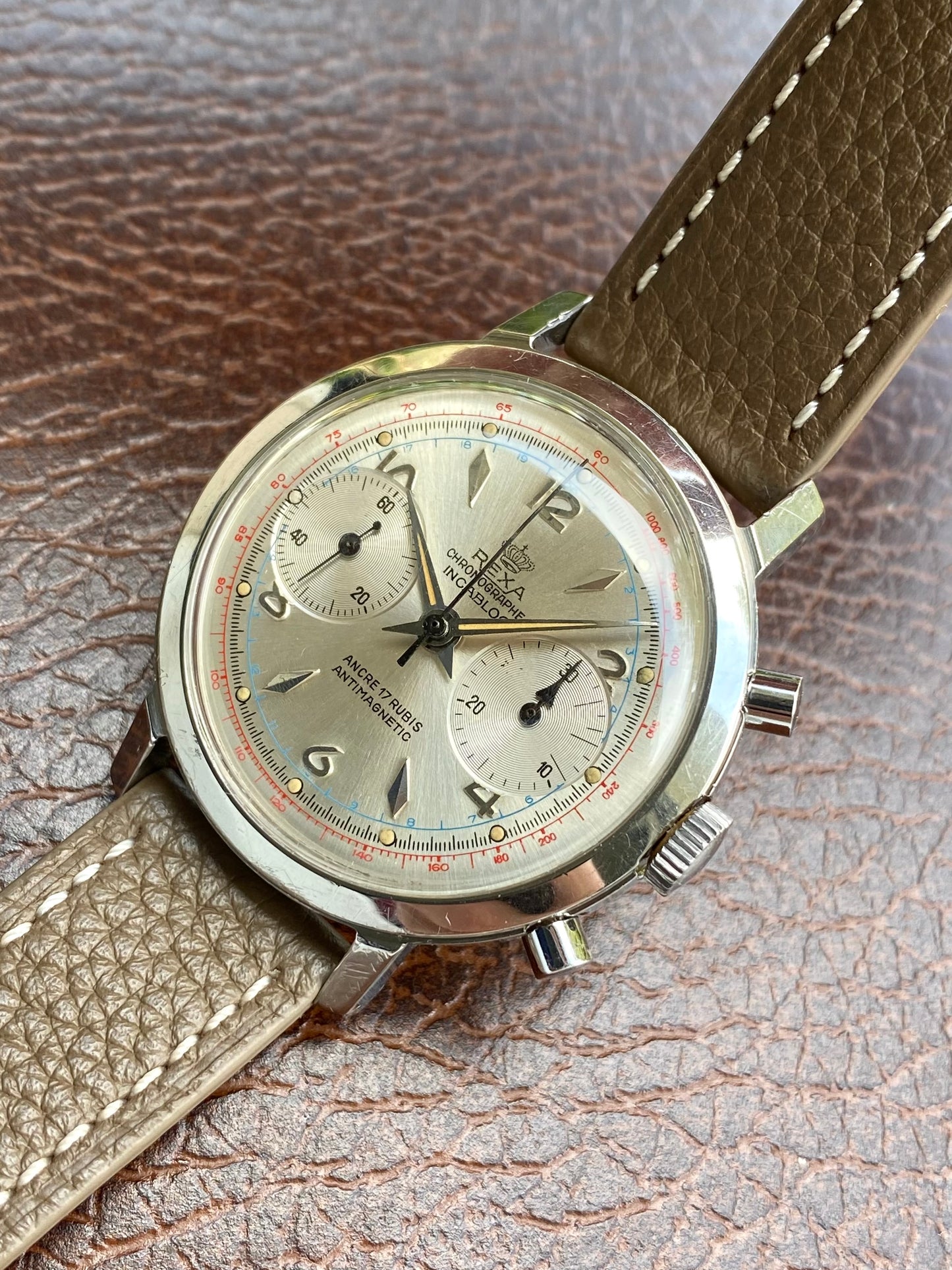 Rexa Chronographe Montre Française Vintage Landeron 248 Mécanique - 1960