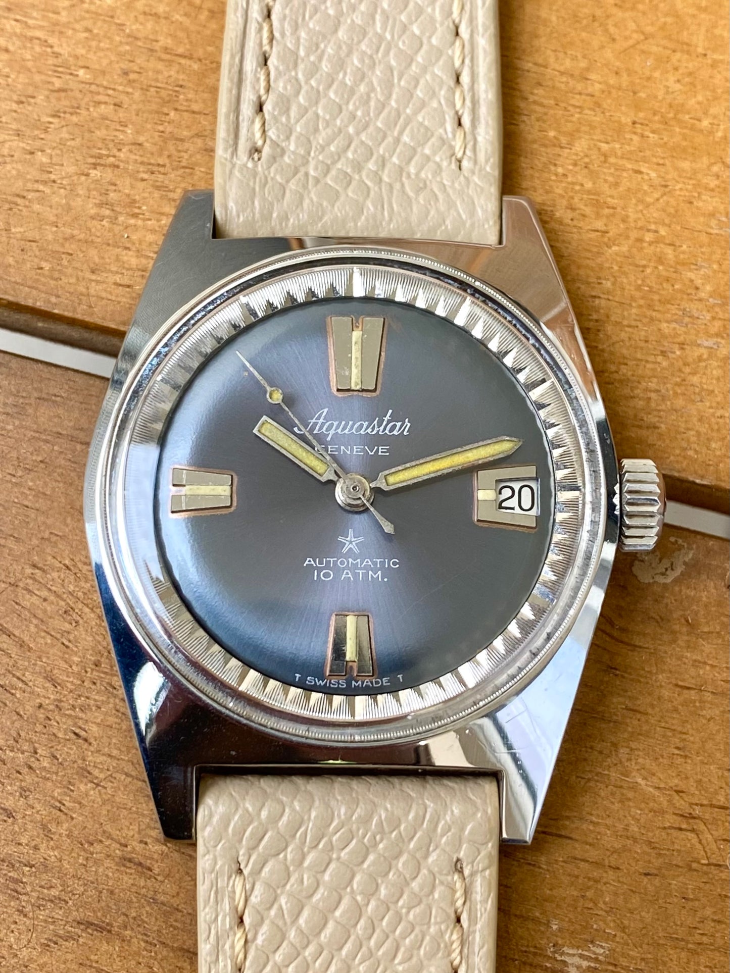 Aquastar Genève Grand Air 1713 Montre Vintage Automatique De Plongée Diver AS1712/13 - 1960