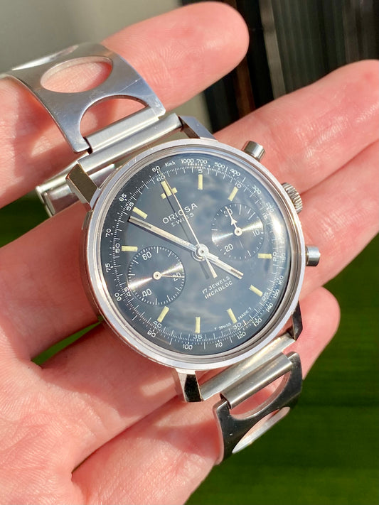 Oriosa Swiss Montre Chronographe Landeron 248 Rallye Vintage Mécanique Jumbo 1960-1970