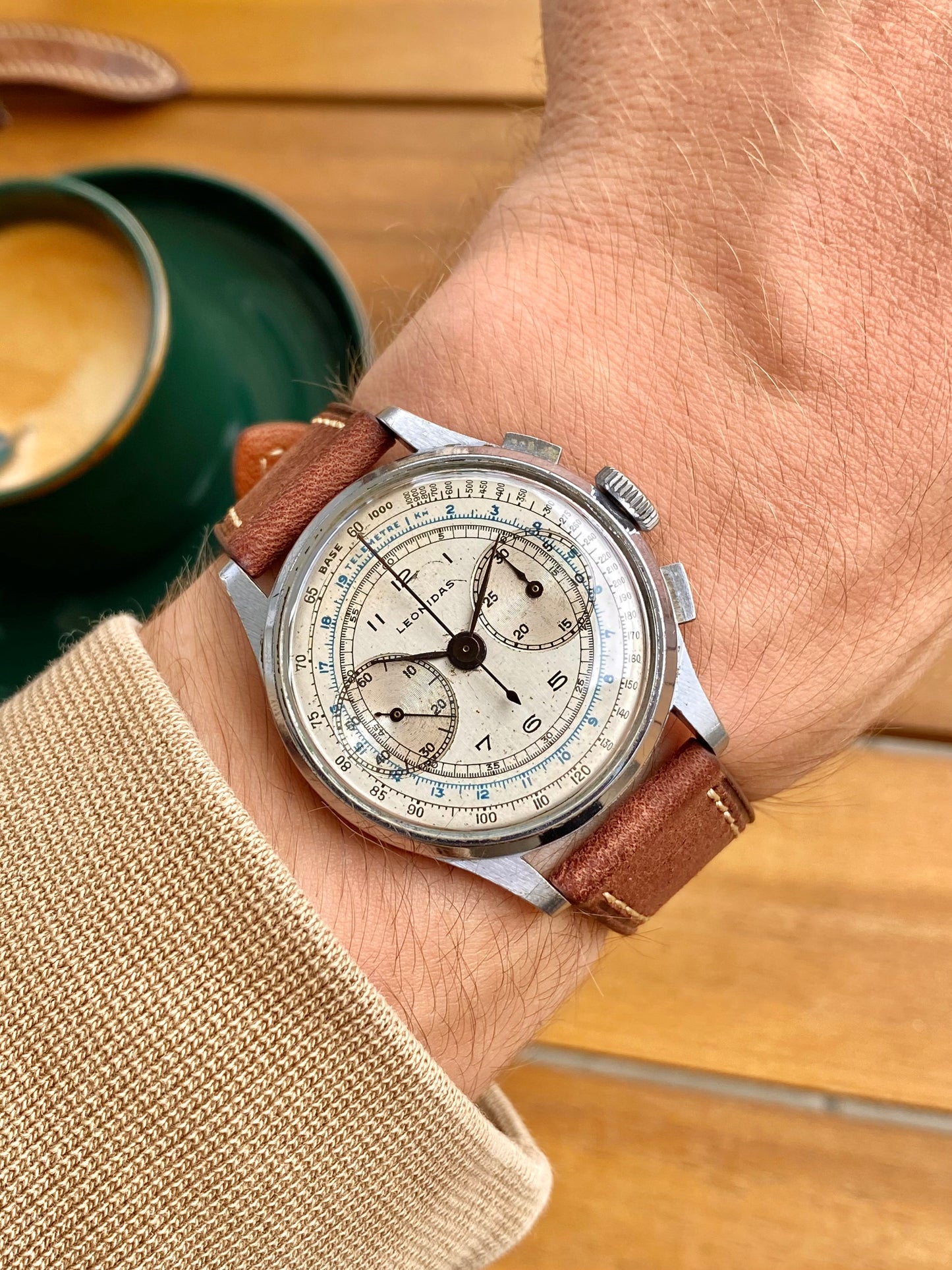 LEONIDAS Chronographe Pré Heuer Montre Vintage Mécanique Landeron 48 - 1950