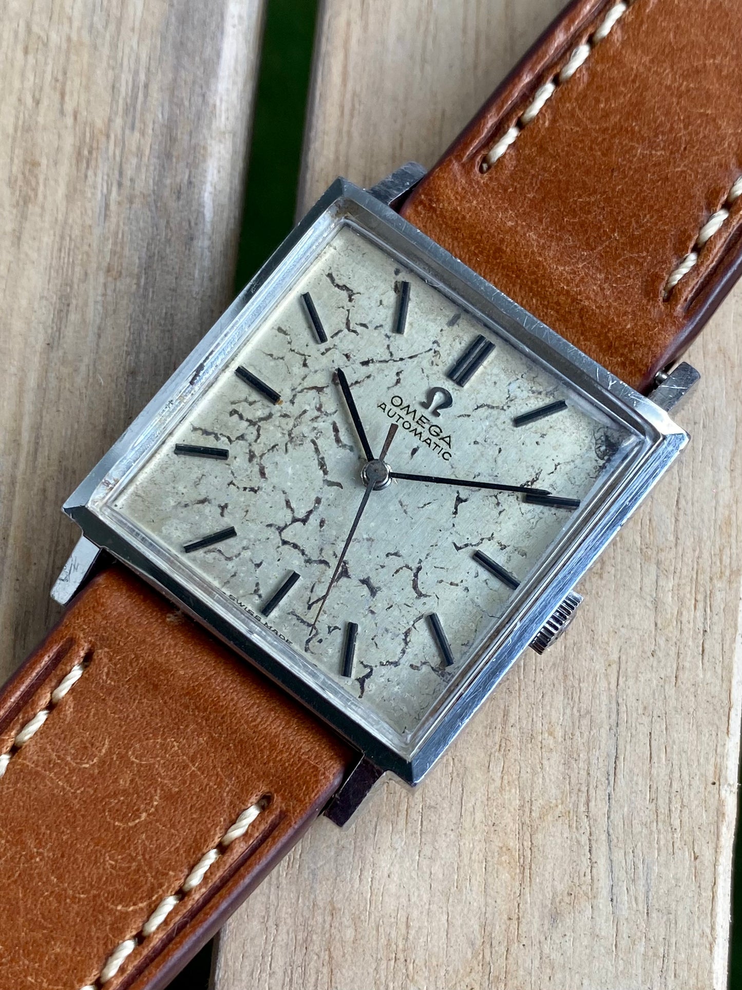 Omega Automatic Carré Patine "Marbre" 161.014 Montre Vintage Mécanique 1964