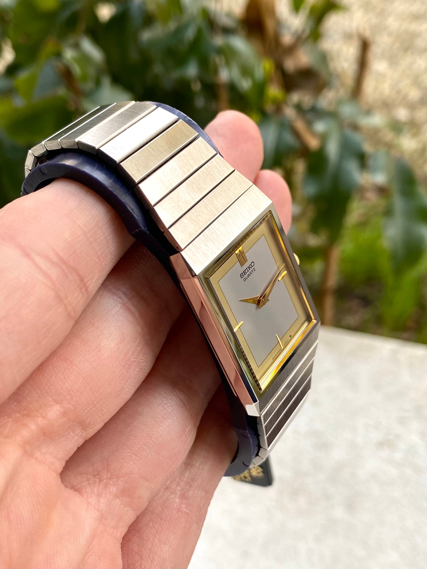 Seiko Quartz Rectangulaire NOS - New Old Stock Neuve - Montre Vintage 6530-6190 Or Acier + Boîte - 1980