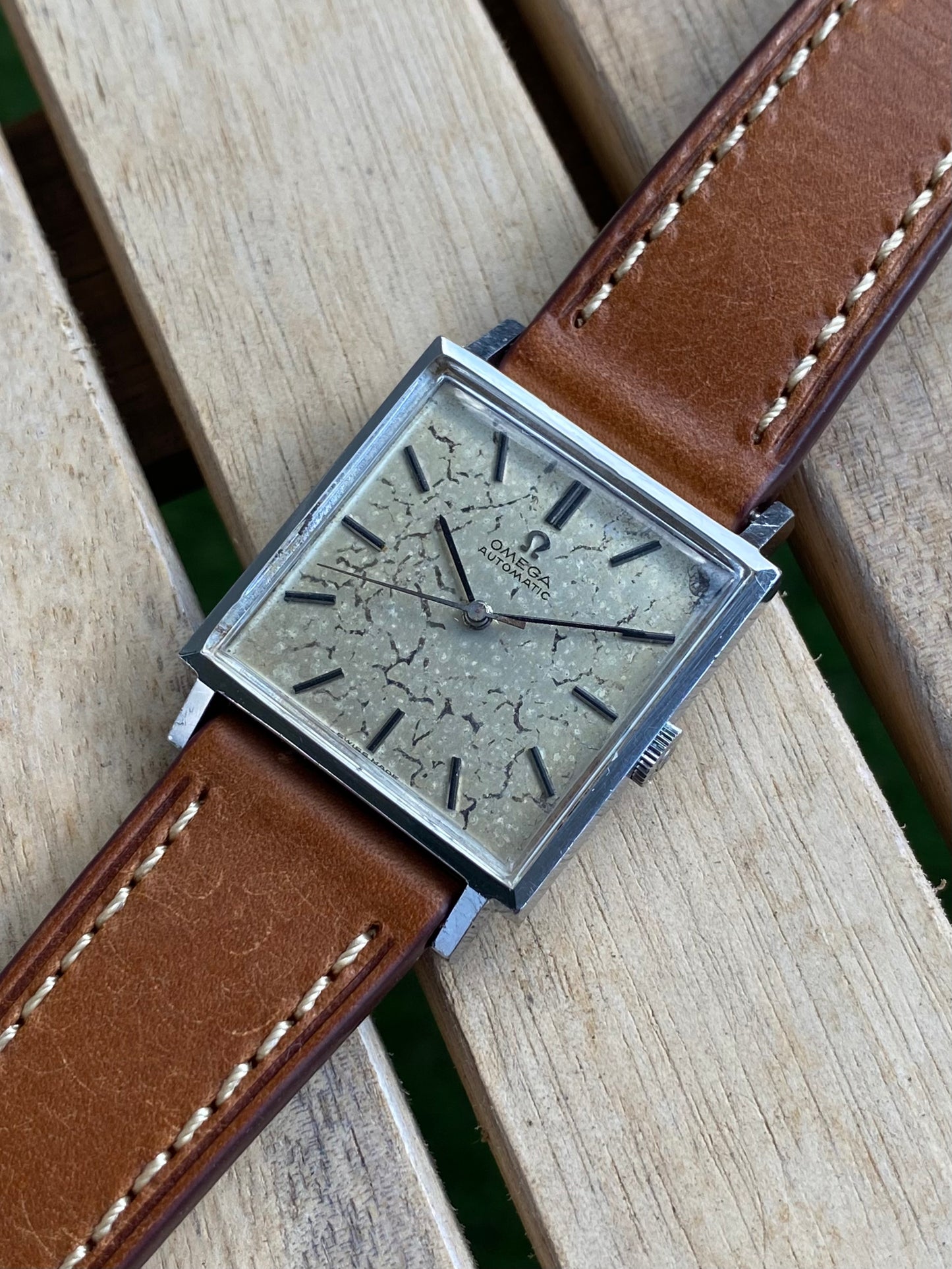 Omega Automatic Carré Patine "Marbre" 161.014 Montre Vintage Mécanique 1964