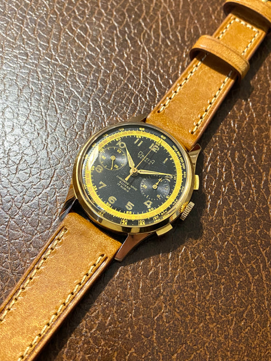 Dreffa Genève Chronographe Suisse Landeron 151 Plaqué Or Montre Vintage Mécanique 1950