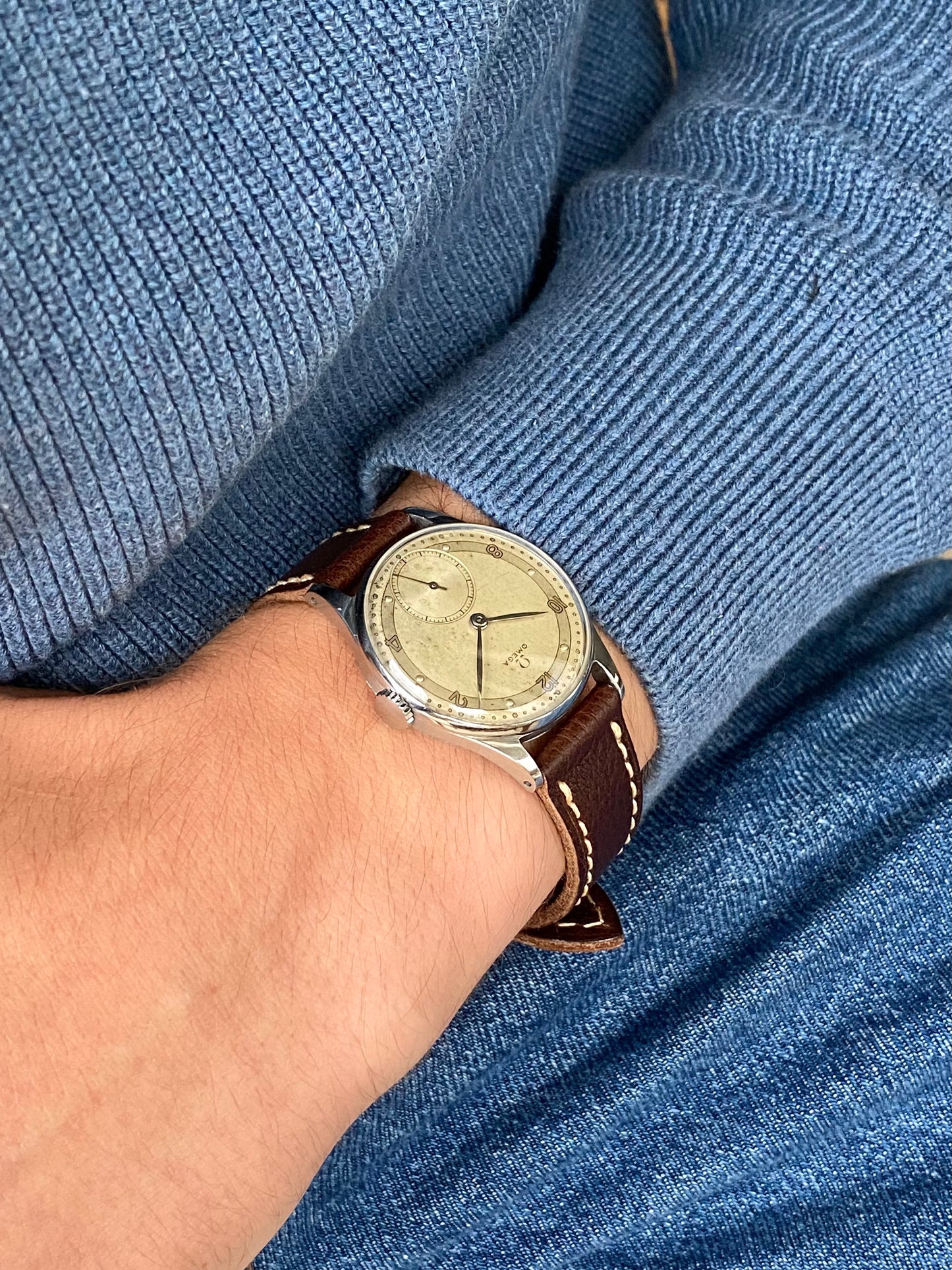 Omega 30t2 Réf. 2390/7 Montre Vintage Mécanique Cadran Bi-Ton Acier 1946