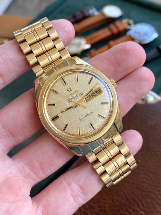 Omega Seamaster Chronometer Automatic - Ref. 168.023 Plaqué Or Bracelet 1069 - Montre Vintage Mécanique Calendrier Cal. 751 - 1968