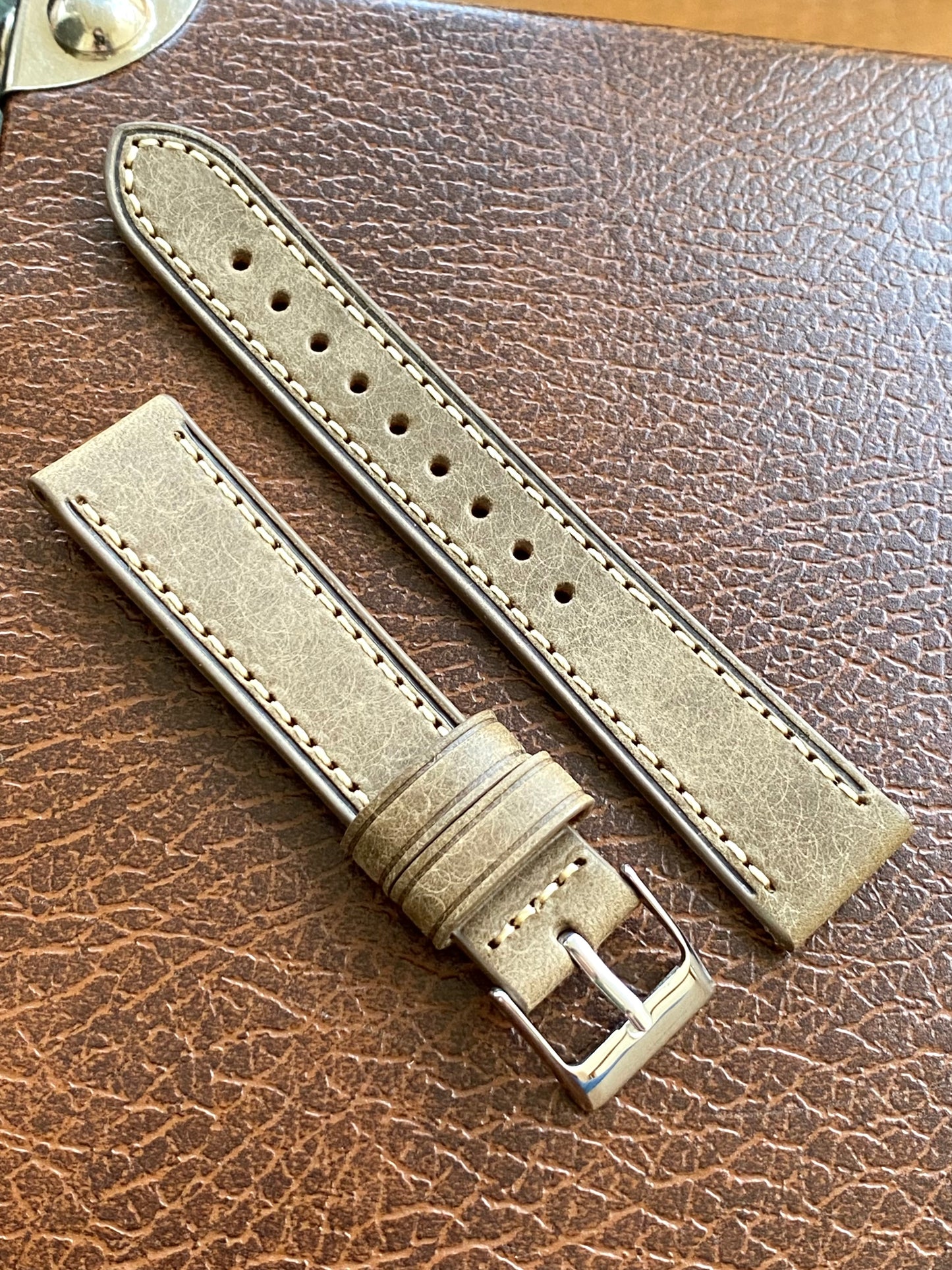 Bracelet de Montre Vintage - GRIS 18mm - Cuir Véritable de Haute Qualité