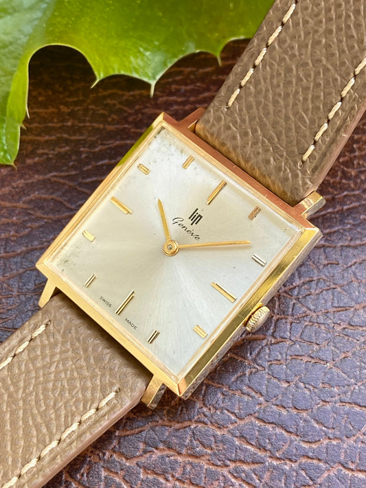 LIP Genève Or Rose 18k 750/1000 - Montre Vintage Carré Mécanique Cal.515 - 1960