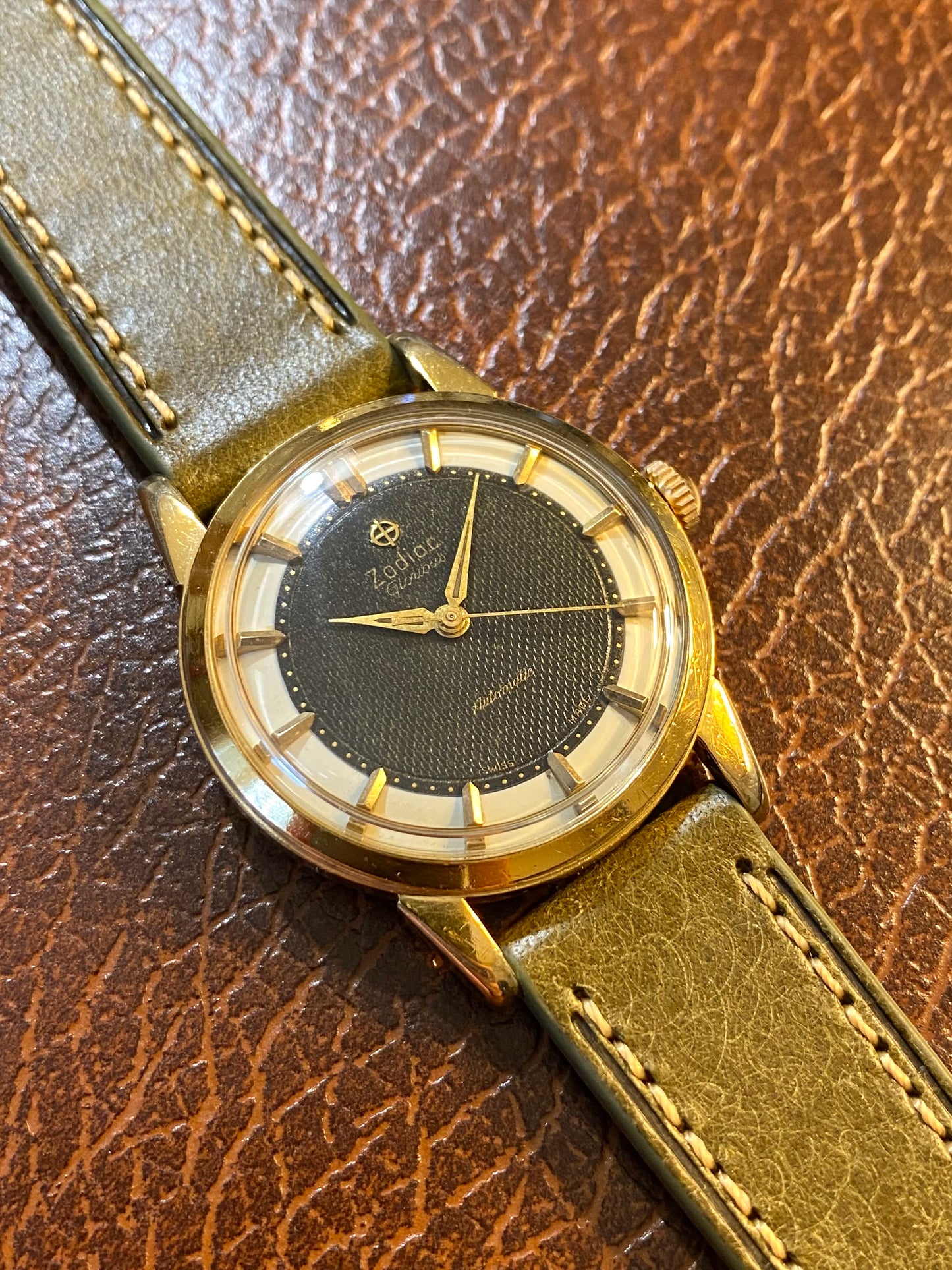Zodiac Glorious Automatic Plaqué Or Montre Vintage Mécanique 1960