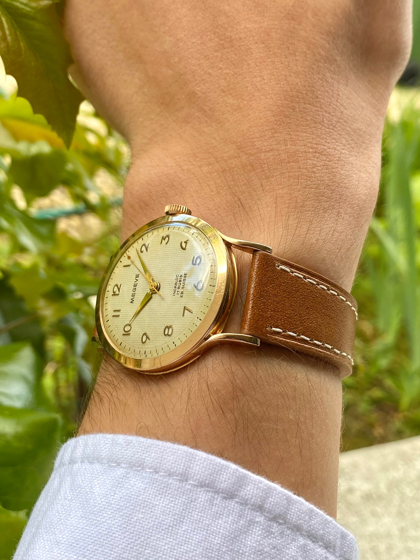 Megeve Ébauche Suisse - Or Rose 18k 750/1000 - Montre Vintage Mécanique HoneyComb 1950