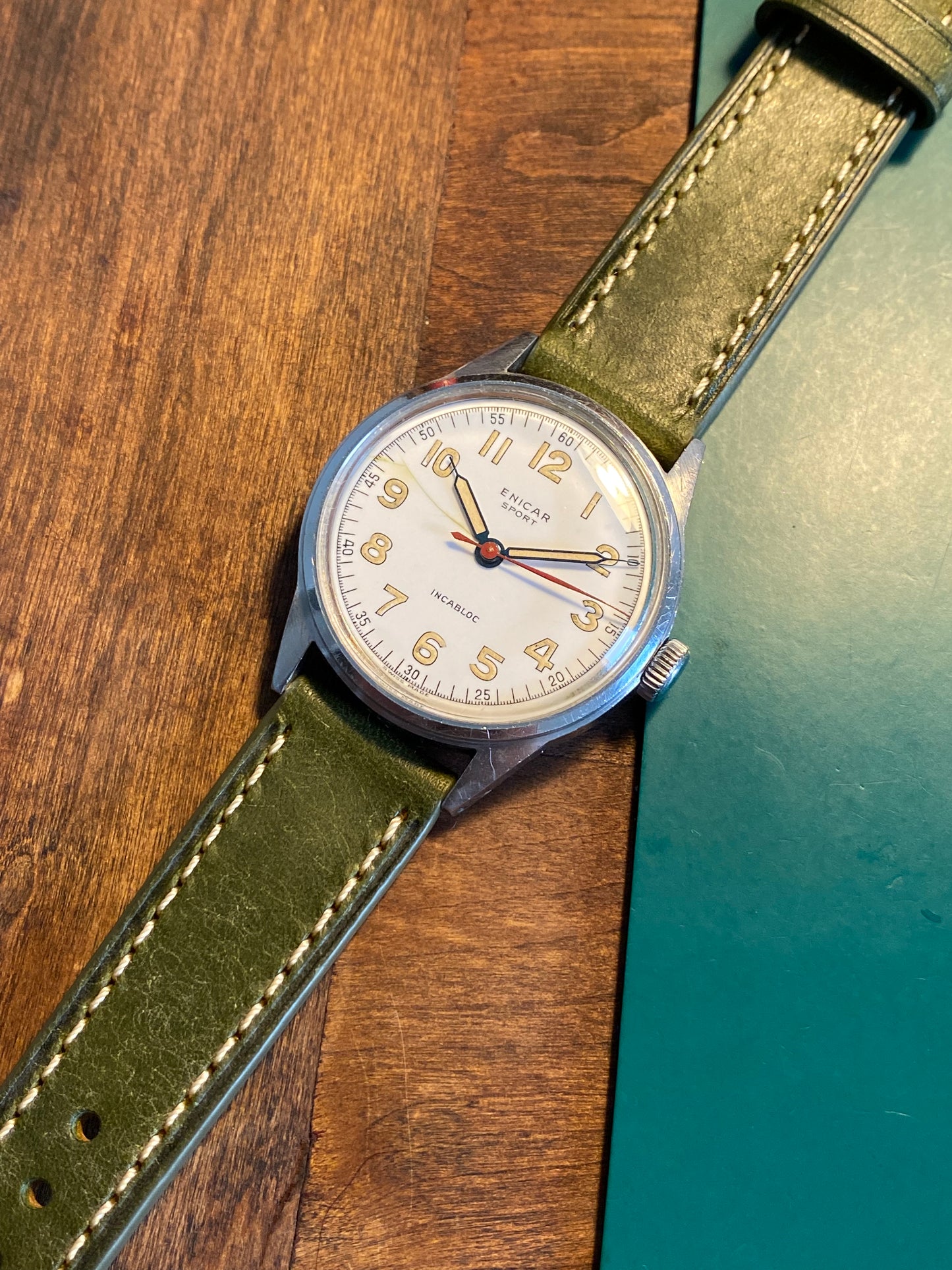 Enicar Sport Militaire Cadran Émail Montre Vintage AS1188 Mécanique 1940