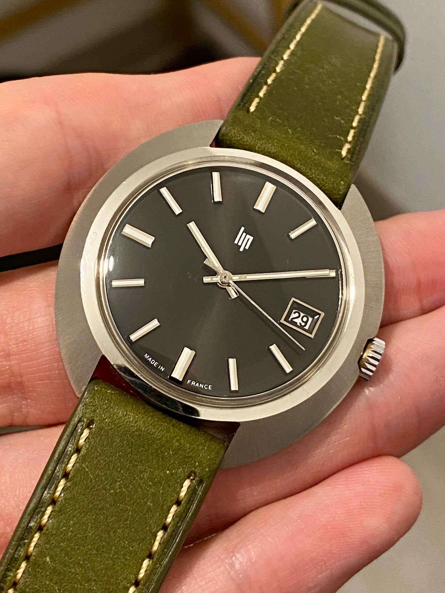 LIP Cadran Noir Montre Vintage Mécanique Cal.751 1960