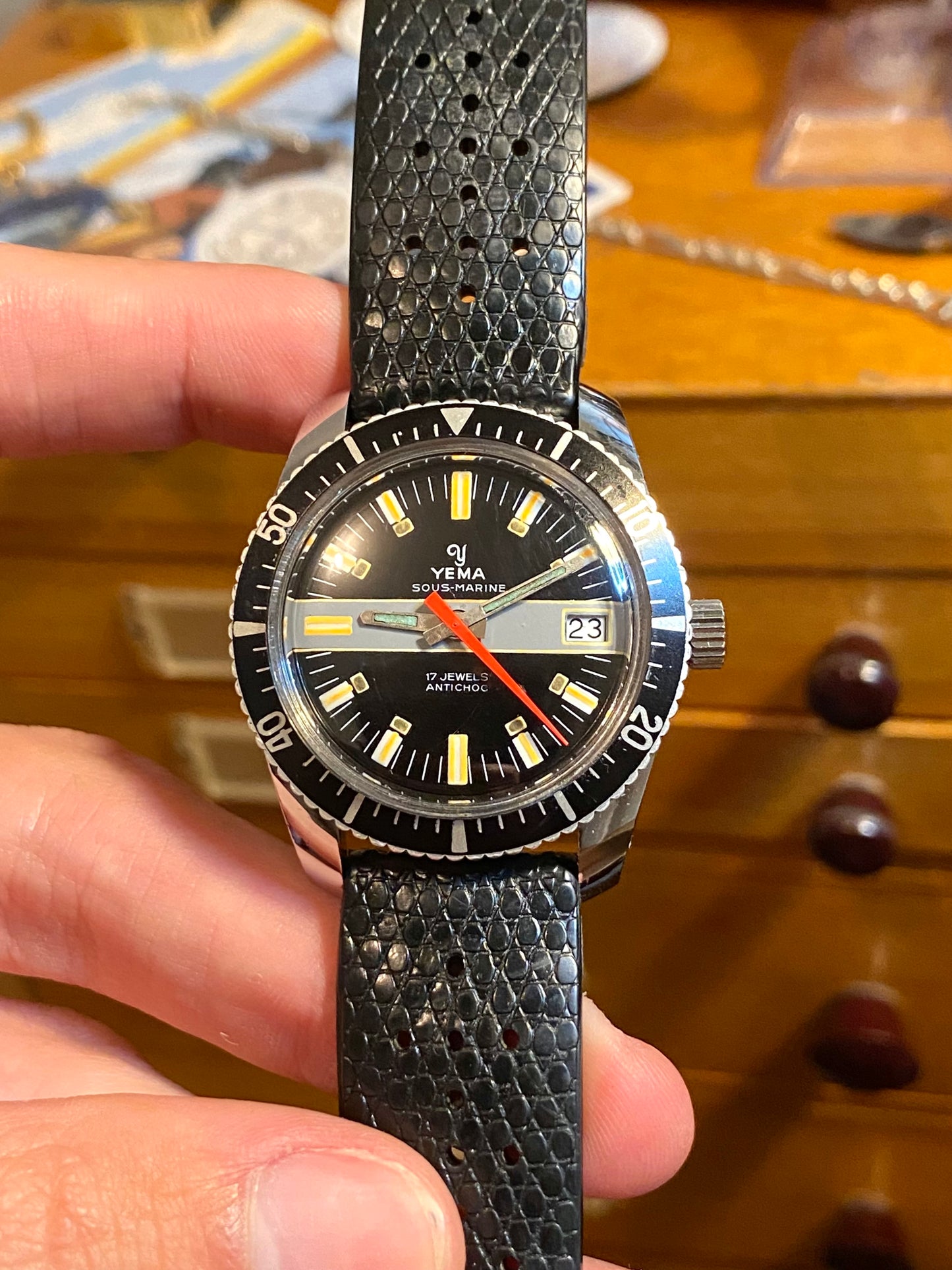 Yema Sous-Marine Rallye Dial Montre Vintage Mécanique FE141-2 Plongée 1970