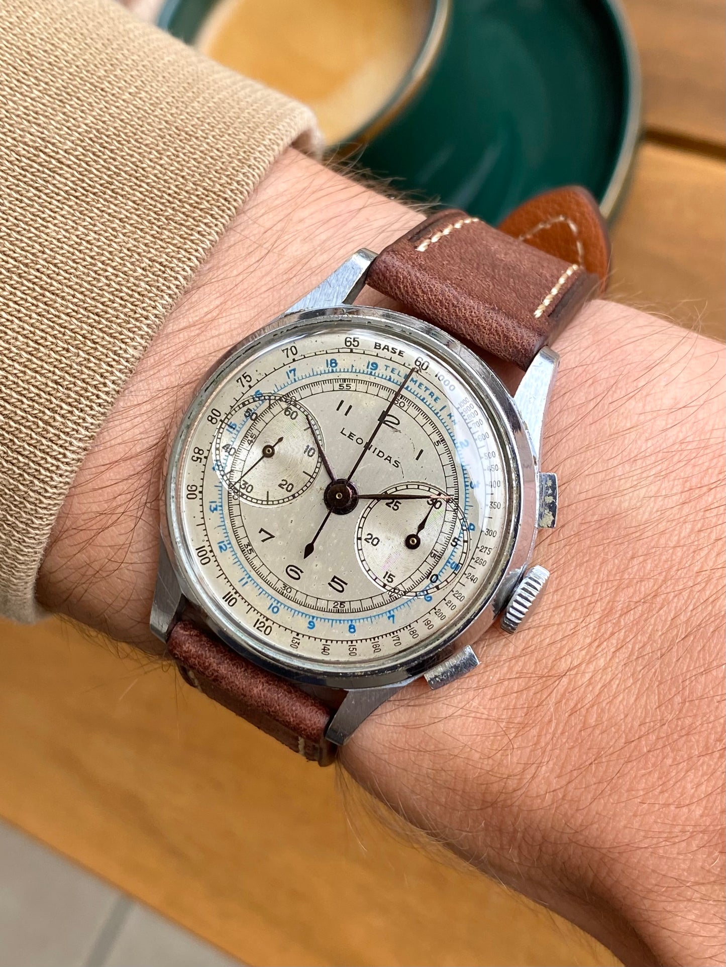 LEONIDAS Chronographe Pré Heuer Montre Vintage Mécanique Landeron 48 - 1950