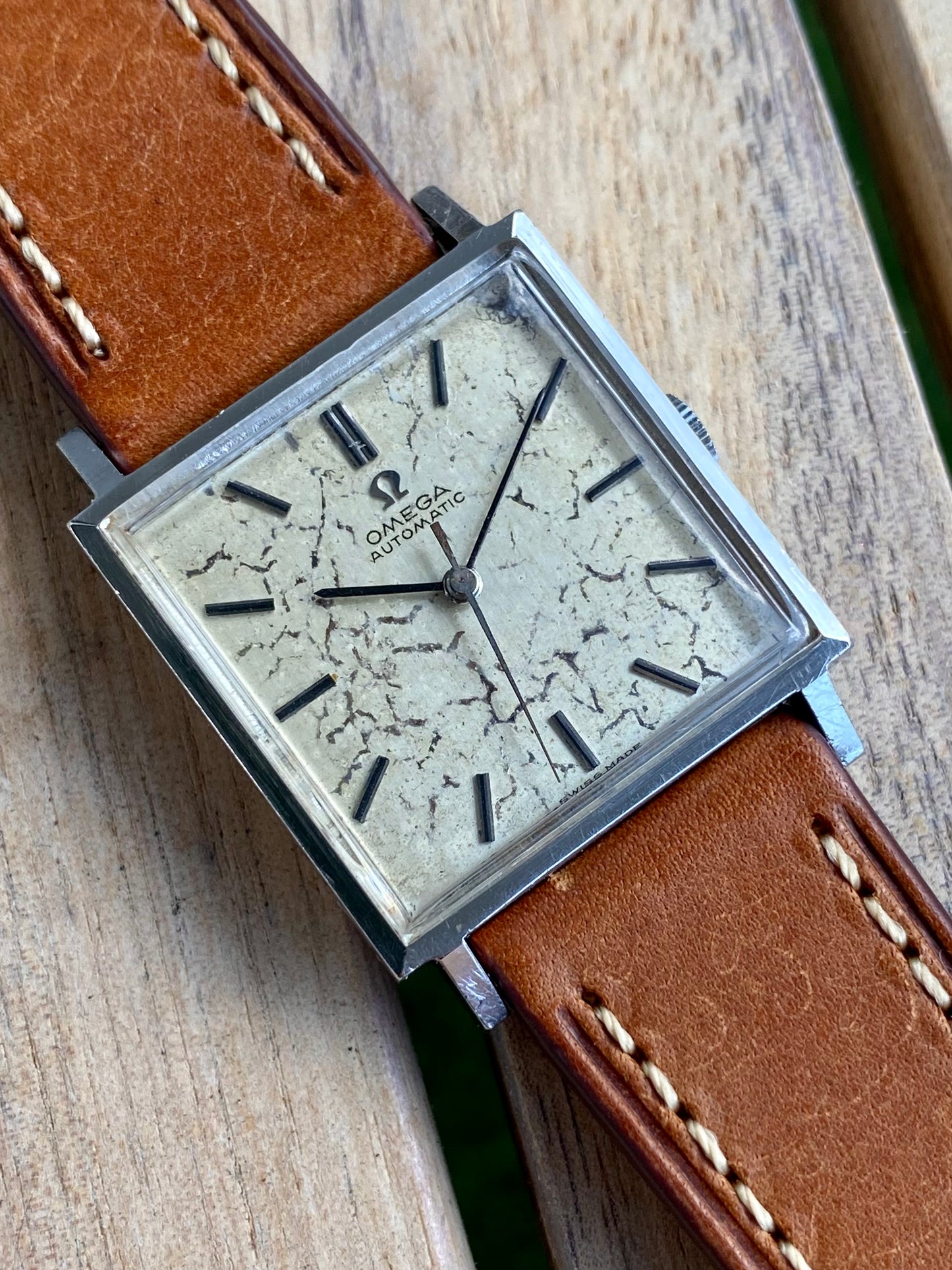 Omega Automatic Carré Patine "Marbre" 161.014 Montre Vintage Mécanique 1964