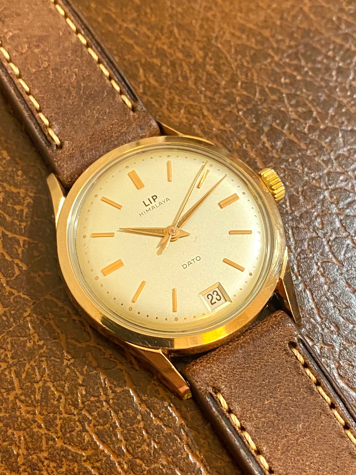 LIP Himalaya Dato R23 G Montre Vintage Mécanique Plaqué Or 200 Microns 1960