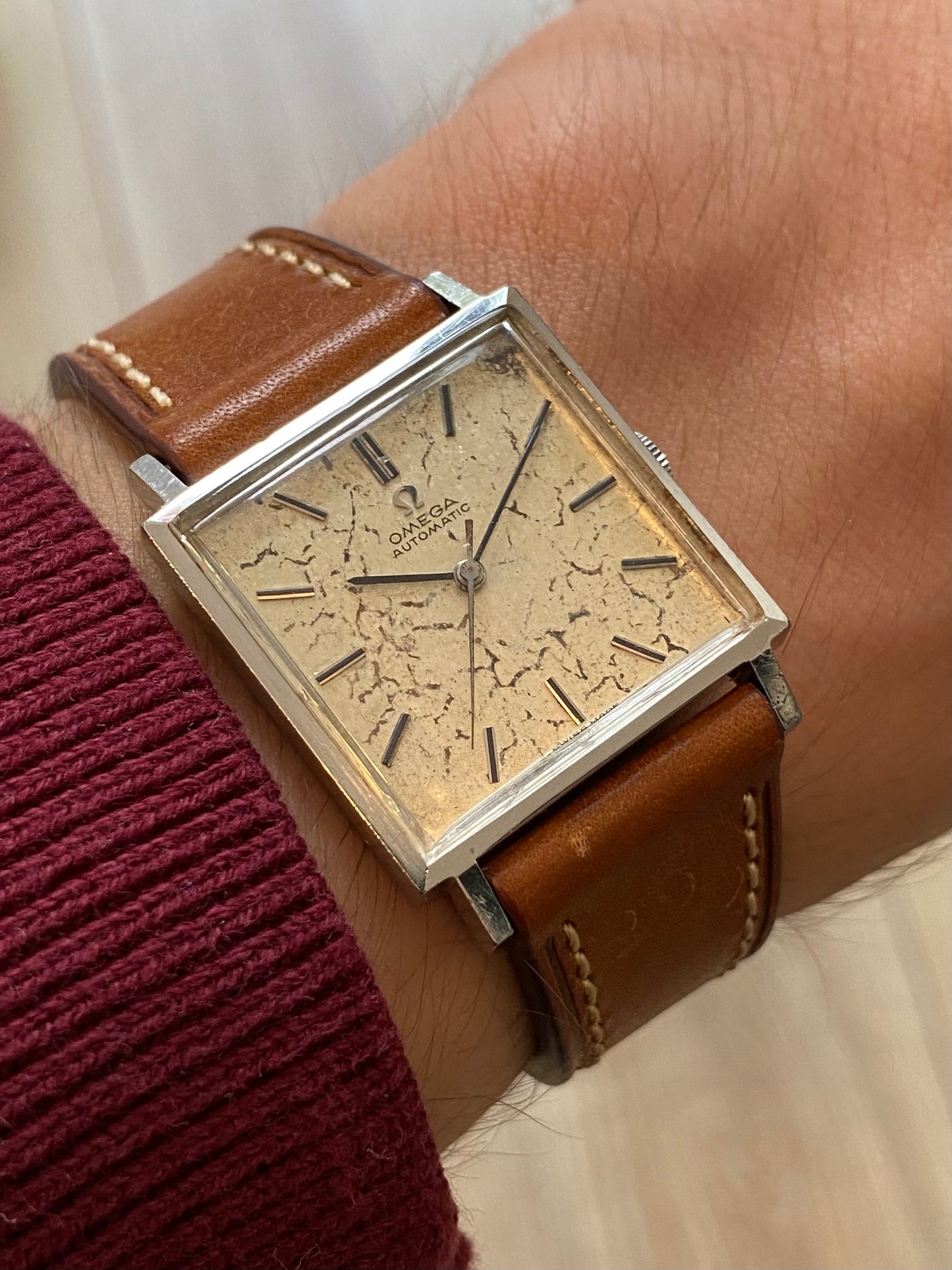 Omega Automatic Carré Patine "Marbre" 161.014 Montre Vintage Mécanique 1964
