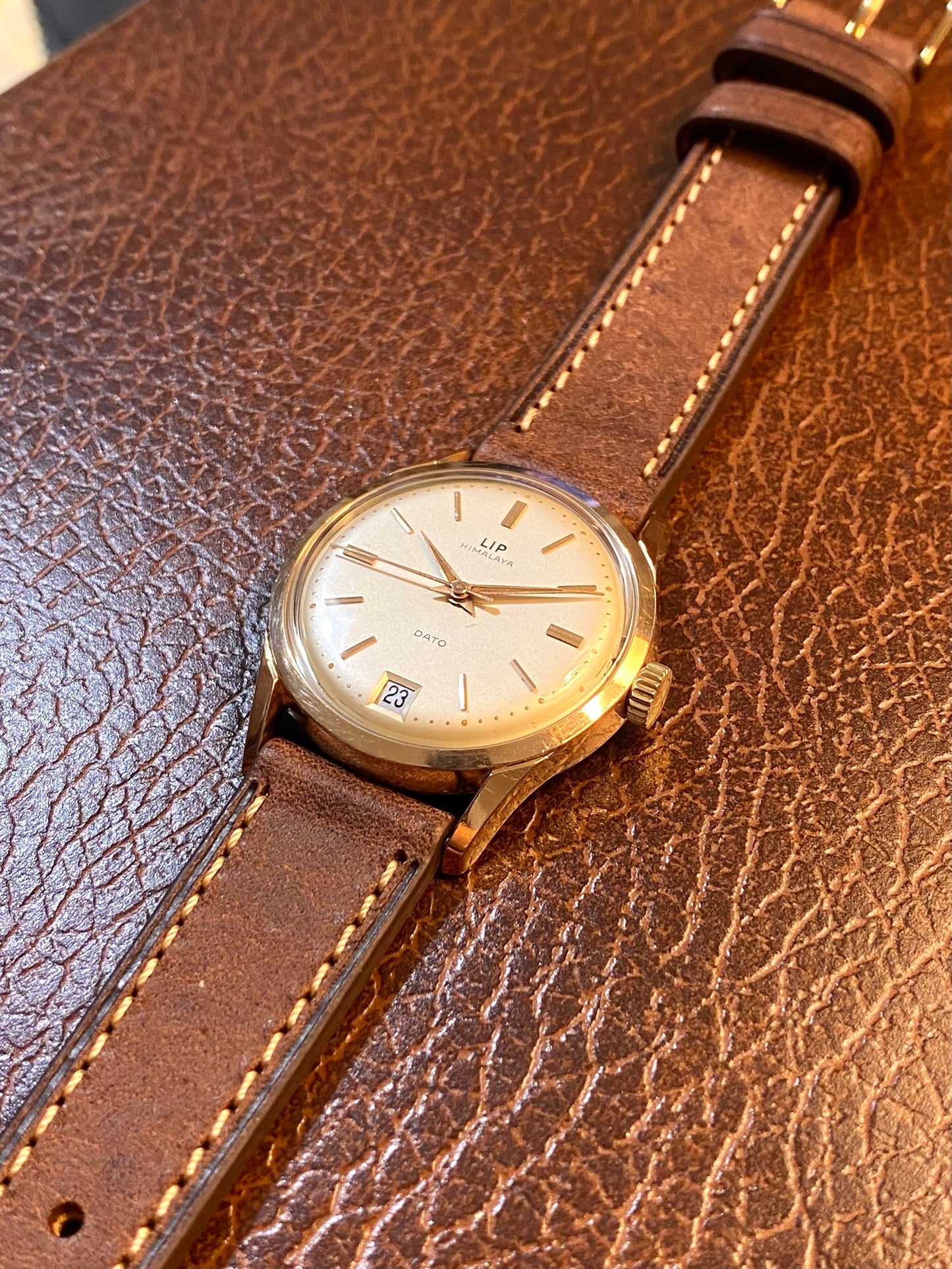 LIP Himalaya Dato R23 G Montre Vintage Mécanique Plaqué Or 200 Microns 1960