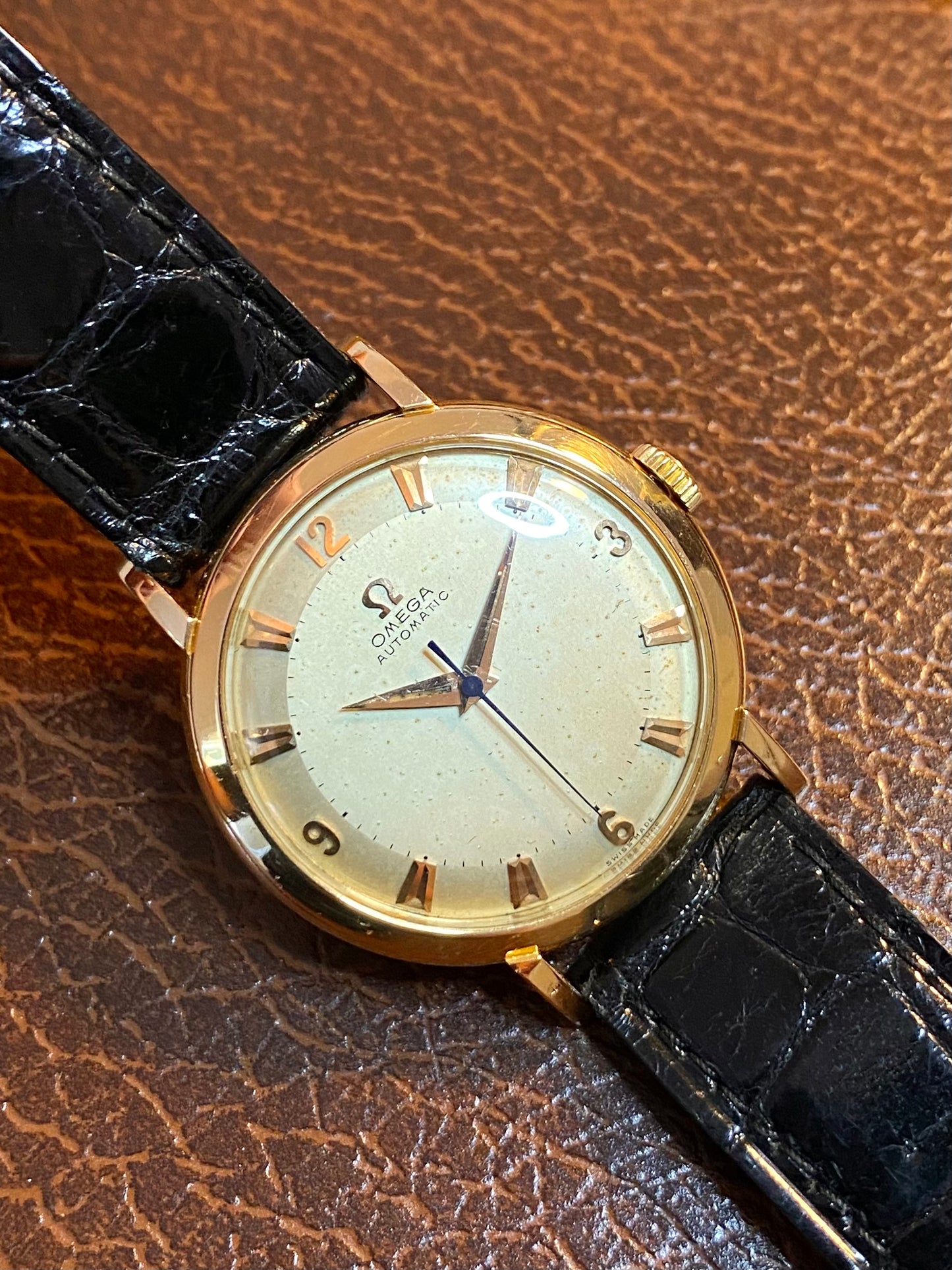 Omega Automatic Or Rose 18k 750/1000 Montre Vintage Mécanique Cal.354 Bumper 1953 + Écrin & Bracelet