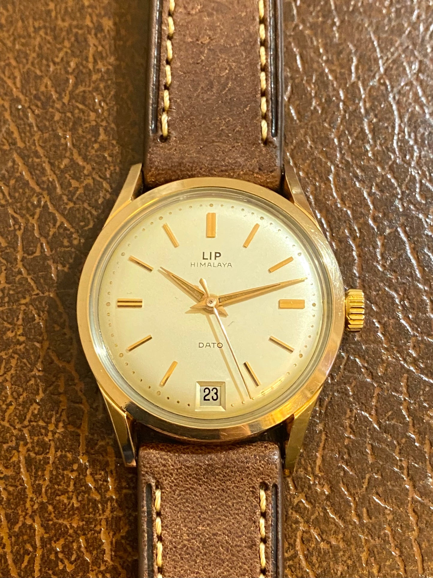 LIP Himalaya Dato R23 G Montre Vintage Mécanique Plaqué Or 200 Microns 1960