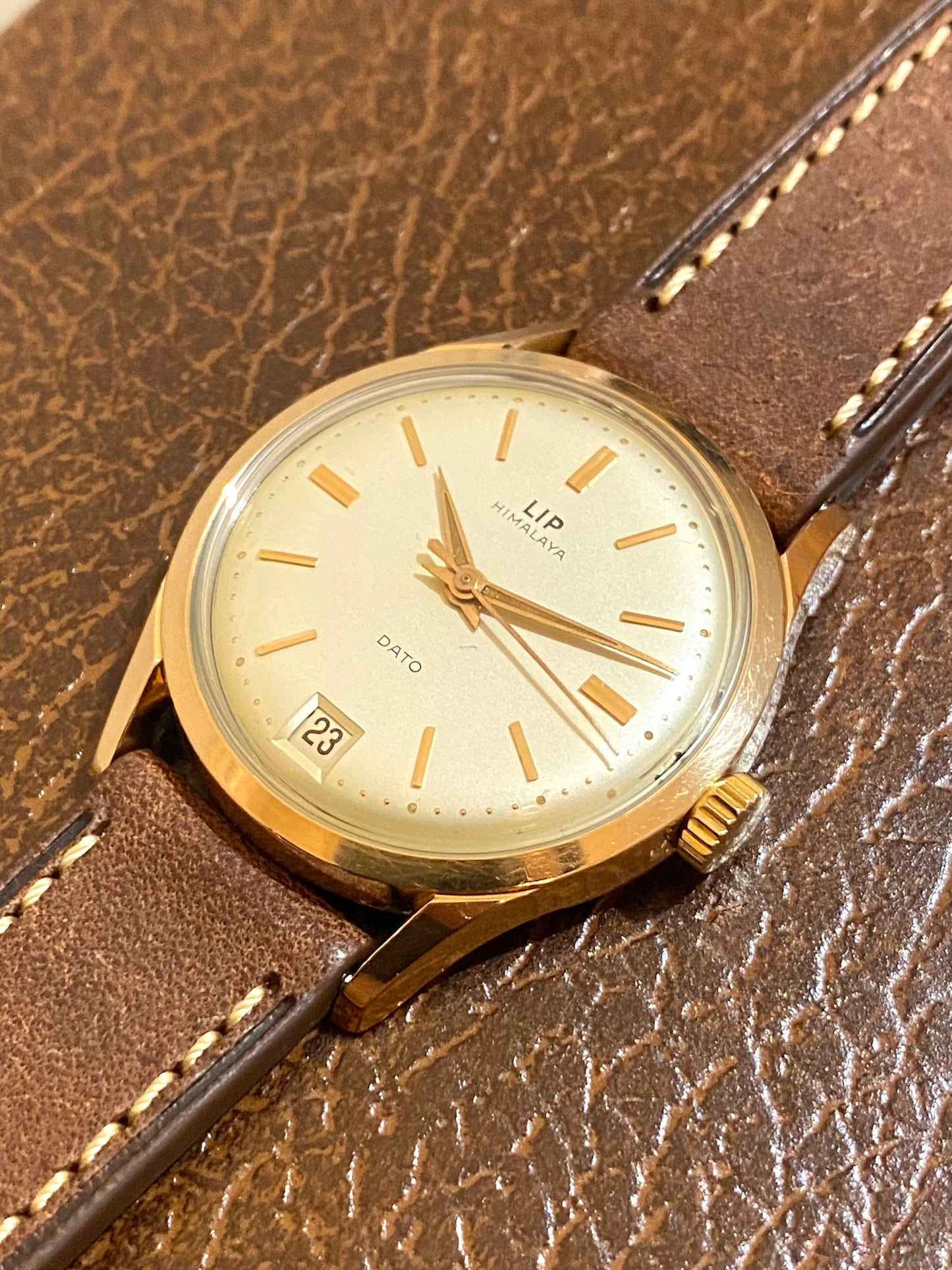 LIP Himalaya Dato R23 G Montre Vintage Mécanique Plaqué Or 200 Microns 1960