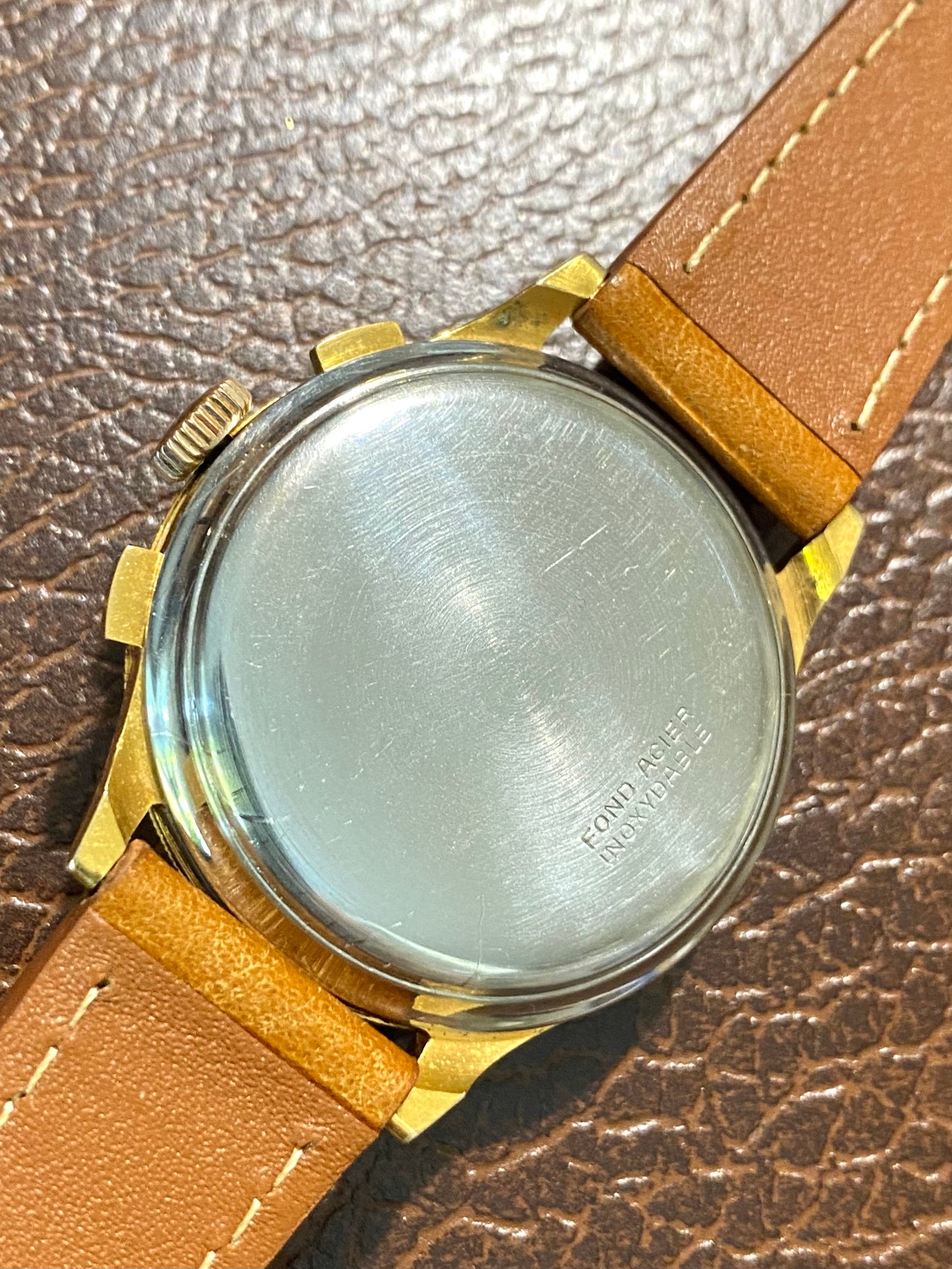 Dreffa Genève Chronographe Triple Date Calendar Landeron 59 - Lunette Tourante - Montre Vintage Plaqué Or 1950