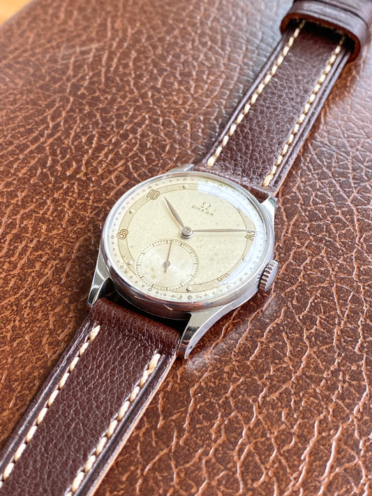 Omega 30t2 Réf. 2390/7 Montre Vintage Mécanique Cadran Bi-Ton Acier 1946