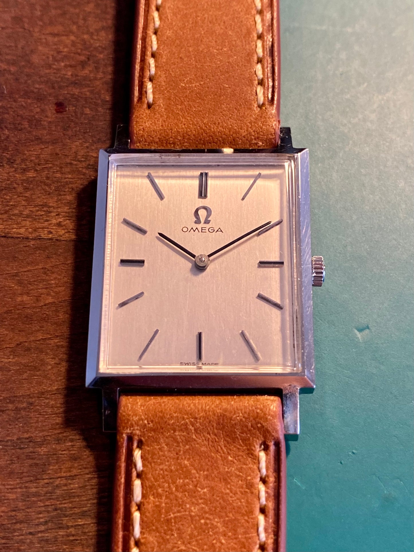 Omega Rectangle 111.057 Montre Vintage 620 Mécanique + Boîte Bracelet & Boucle Omega