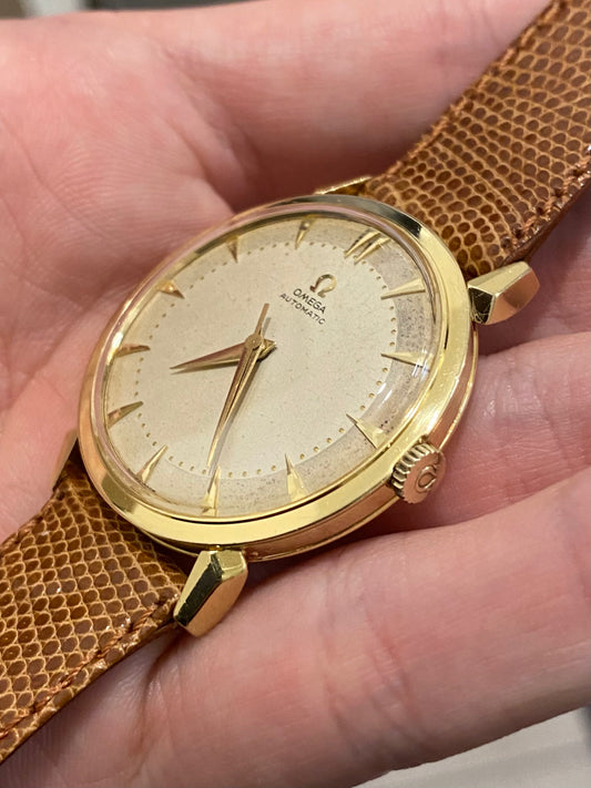 Omega Automatic Or Jaune 18k 750/1000 Cal.501 Montre Vintage 1956