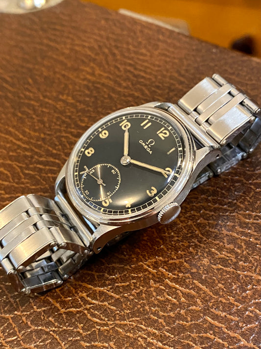 Omega Militaire WWII Cadran Noir Réf. 2190 Cal. 30t2 - Montre Vintage Mécanique 1945