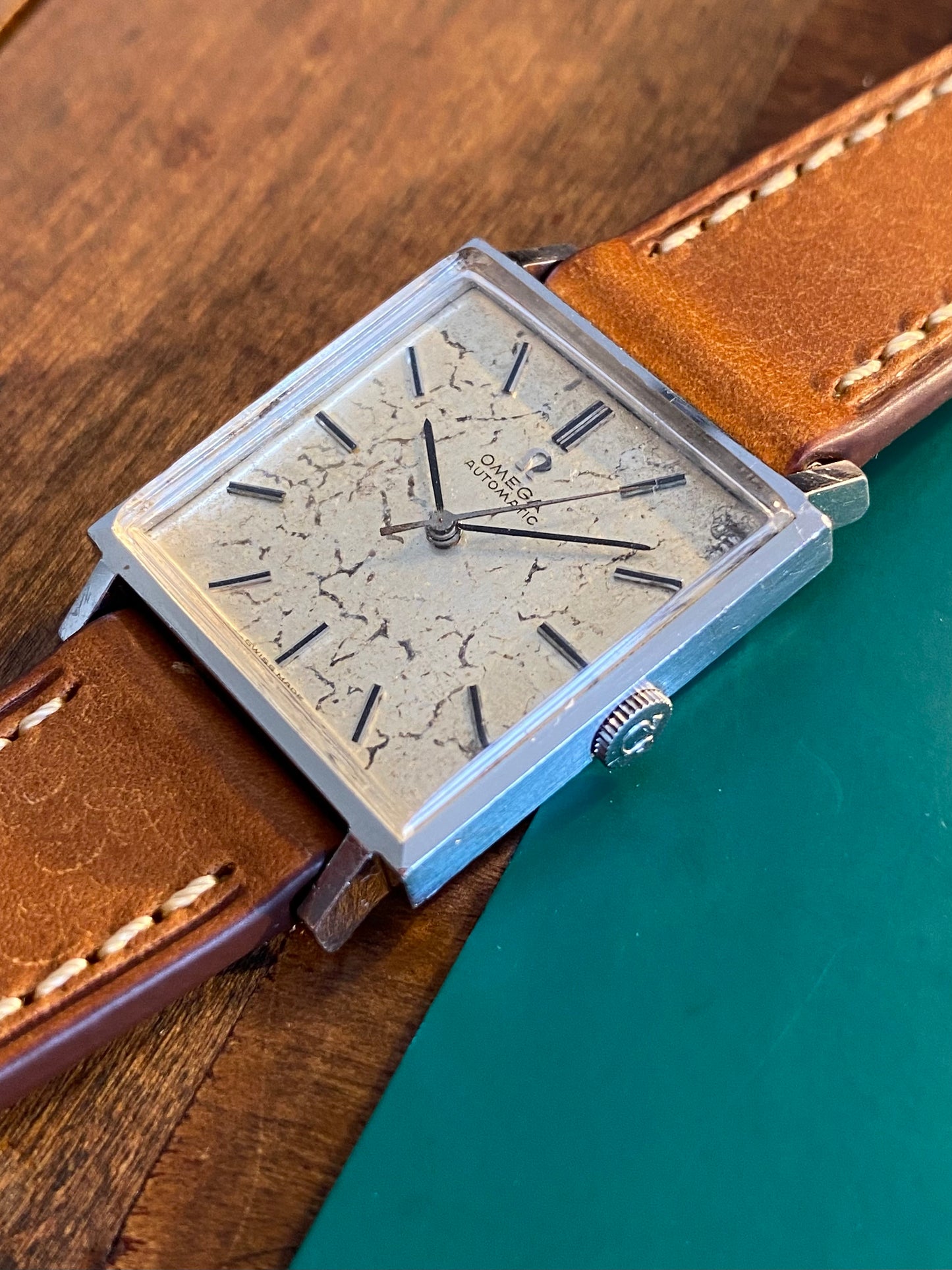 Omega Automatic Carré Patine "Marbre" 161.014 Montre Vintage Mécanique 1964